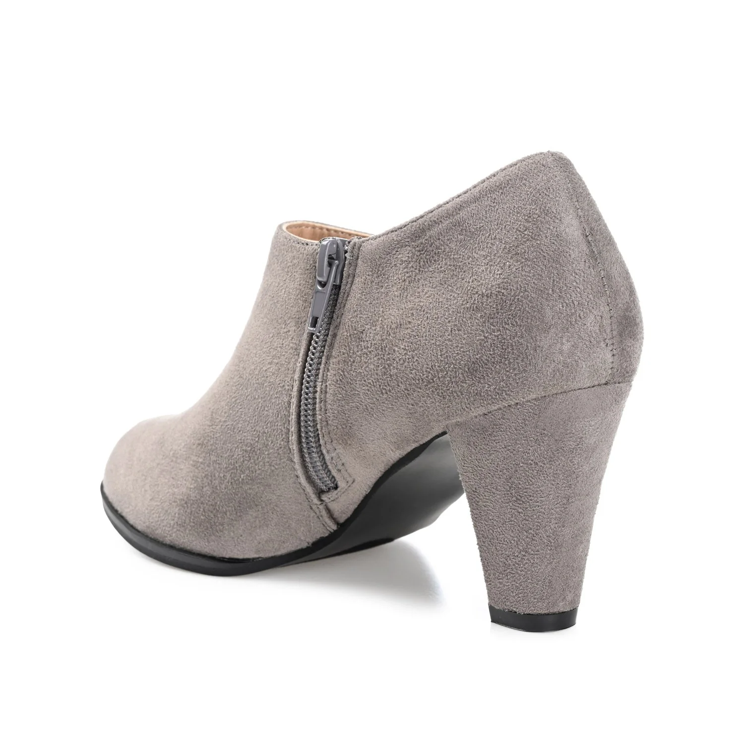 SANZI ZIP-UP BOOTIES IN FAUX SUEDE - Grey - Image 4