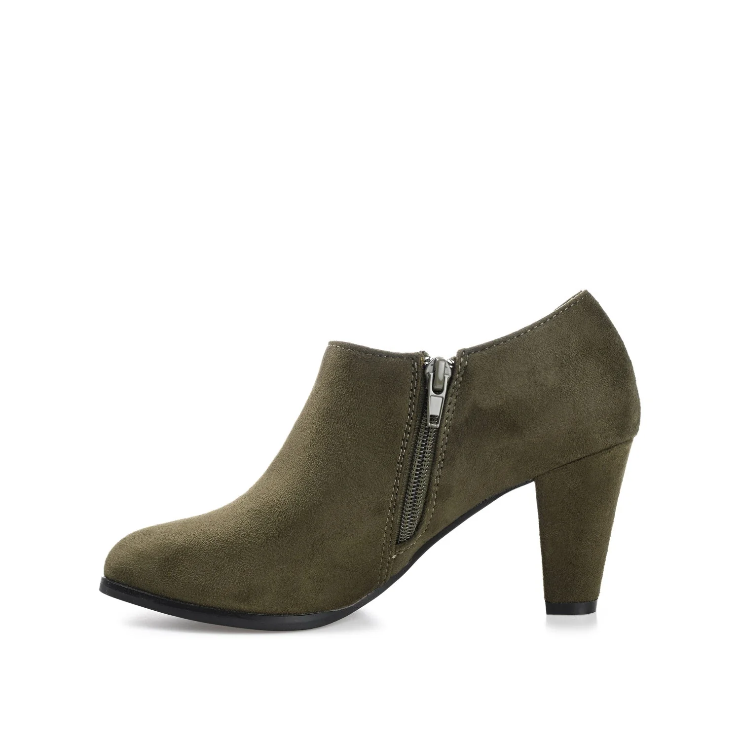 SANZI ZIP-UP BOOTIES IN FAUX SUEDE - Olive - Image 3