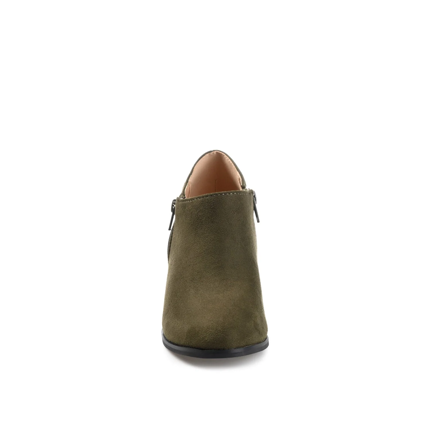 SANZI ZIP-UP BOOTIES IN FAUX SUEDE - Olive - Image 5