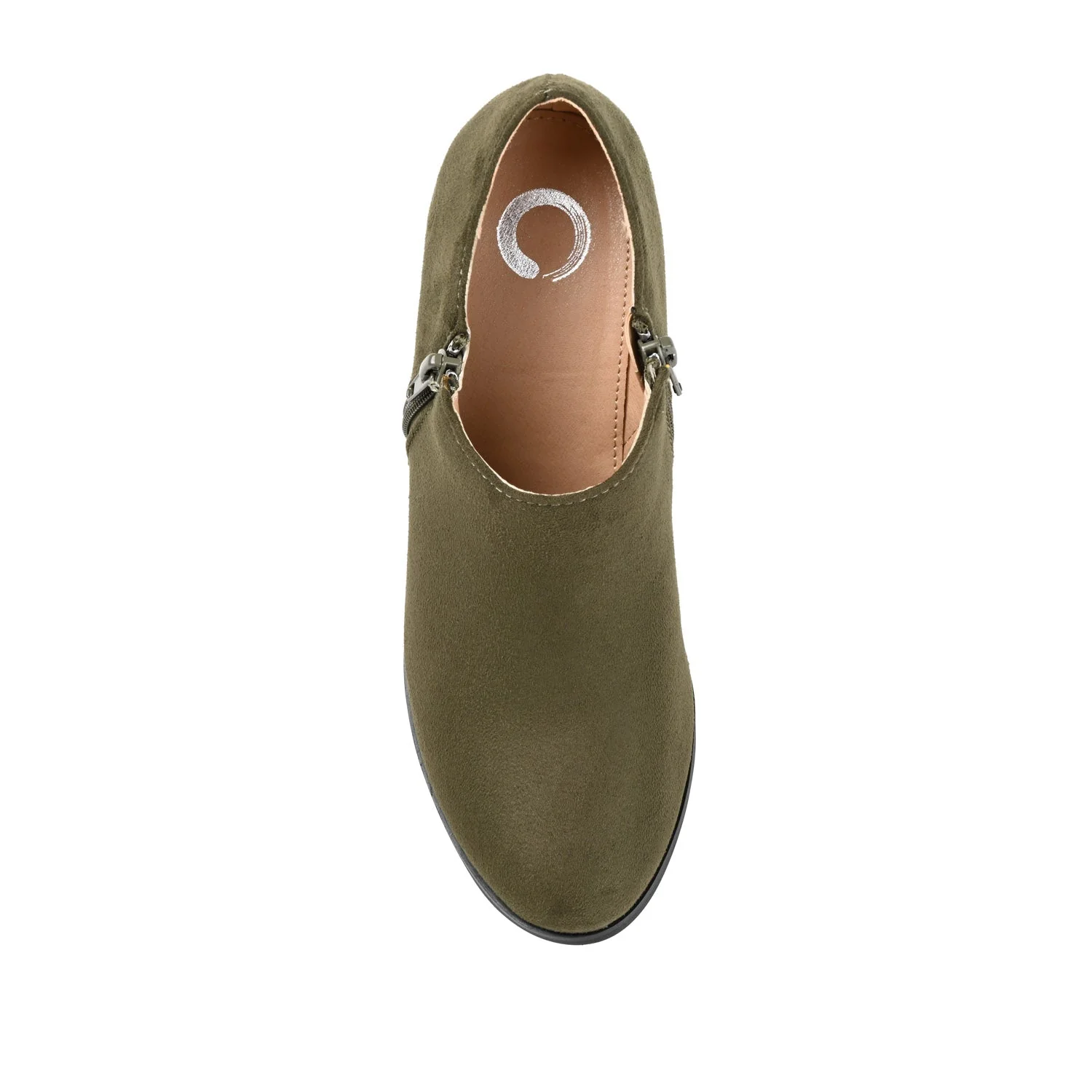 SANZI ZIP-UP BOOTIES IN FAUX SUEDE - Olive - Image 6
