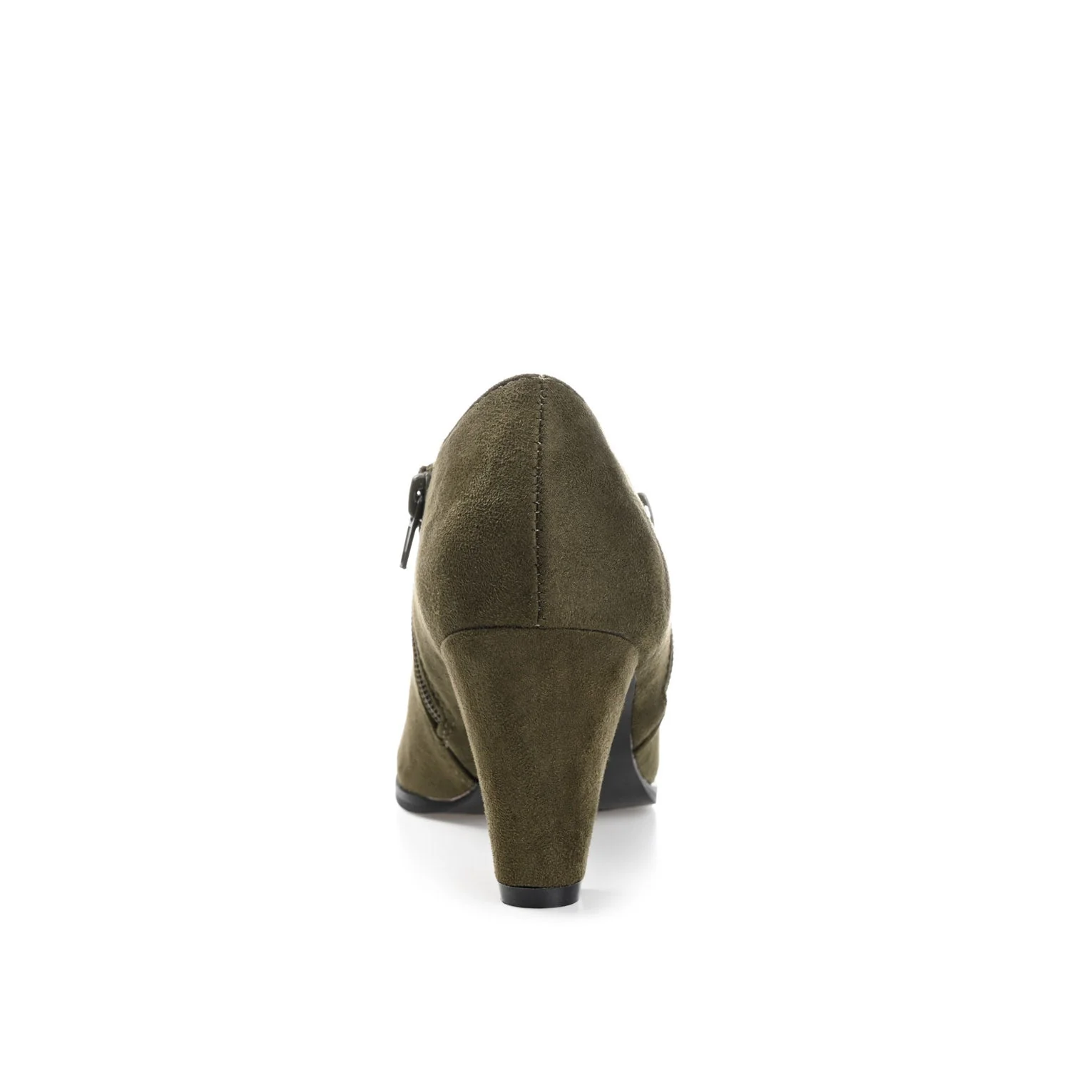 SANZI ZIP-UP BOOTIES IN FAUX SUEDE - Olive - Image 7