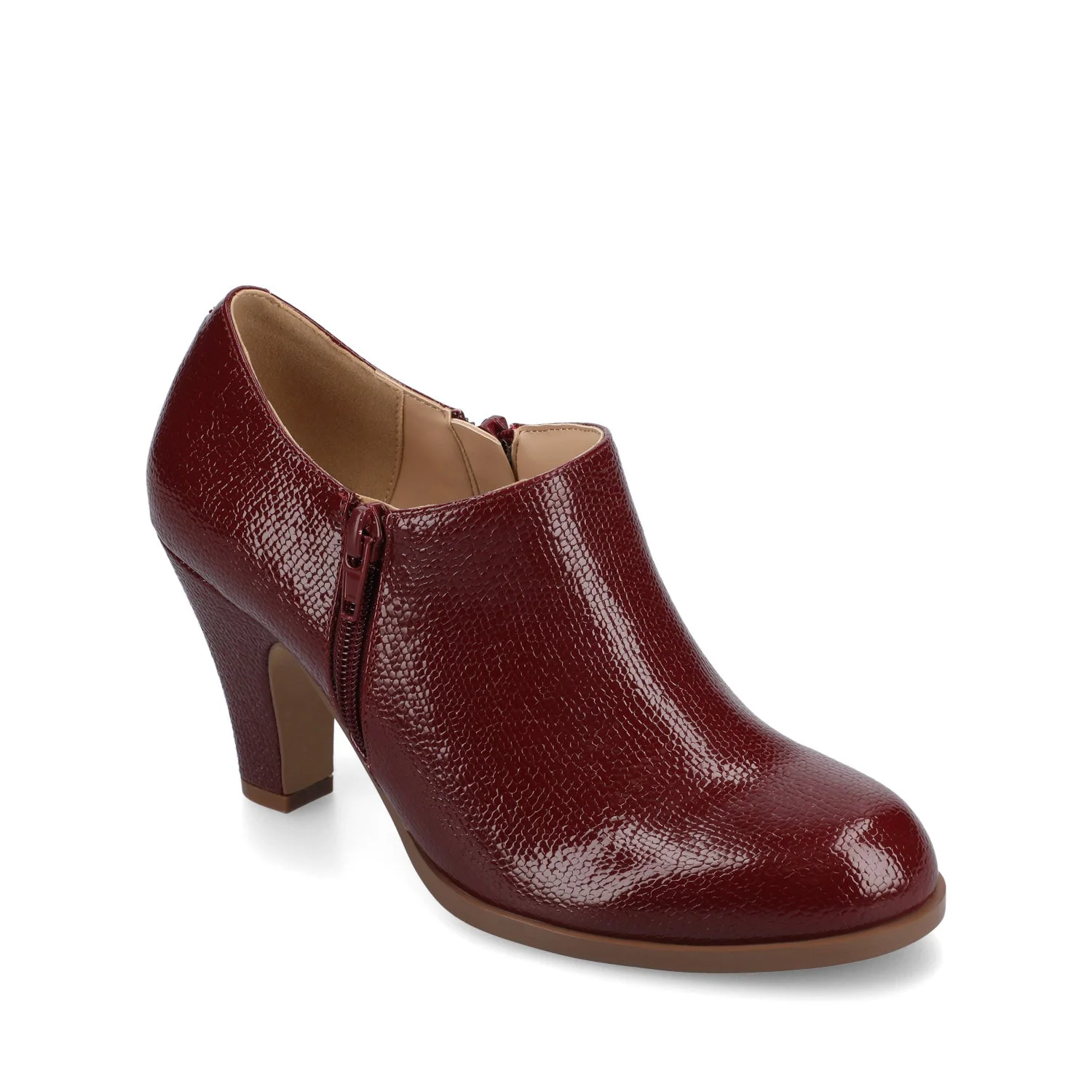 SANZI ZIP-UP BOOTIES IN FAUX SUEDE - Oxblood Lizard - Image 2