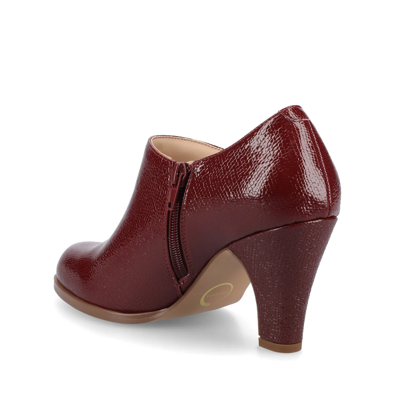 SANZI ZIP-UP BOOTIES IN FAUX SUEDE - Oxblood Lizard - Image 3