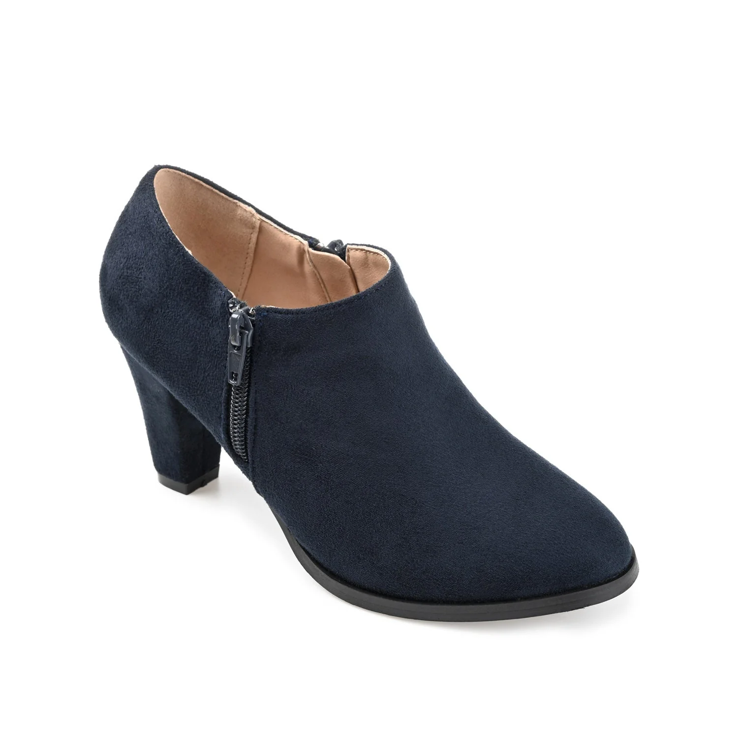 SANZI ZIP-UP BOOTIES IN WIDE - Navy Nubuck - Image 2