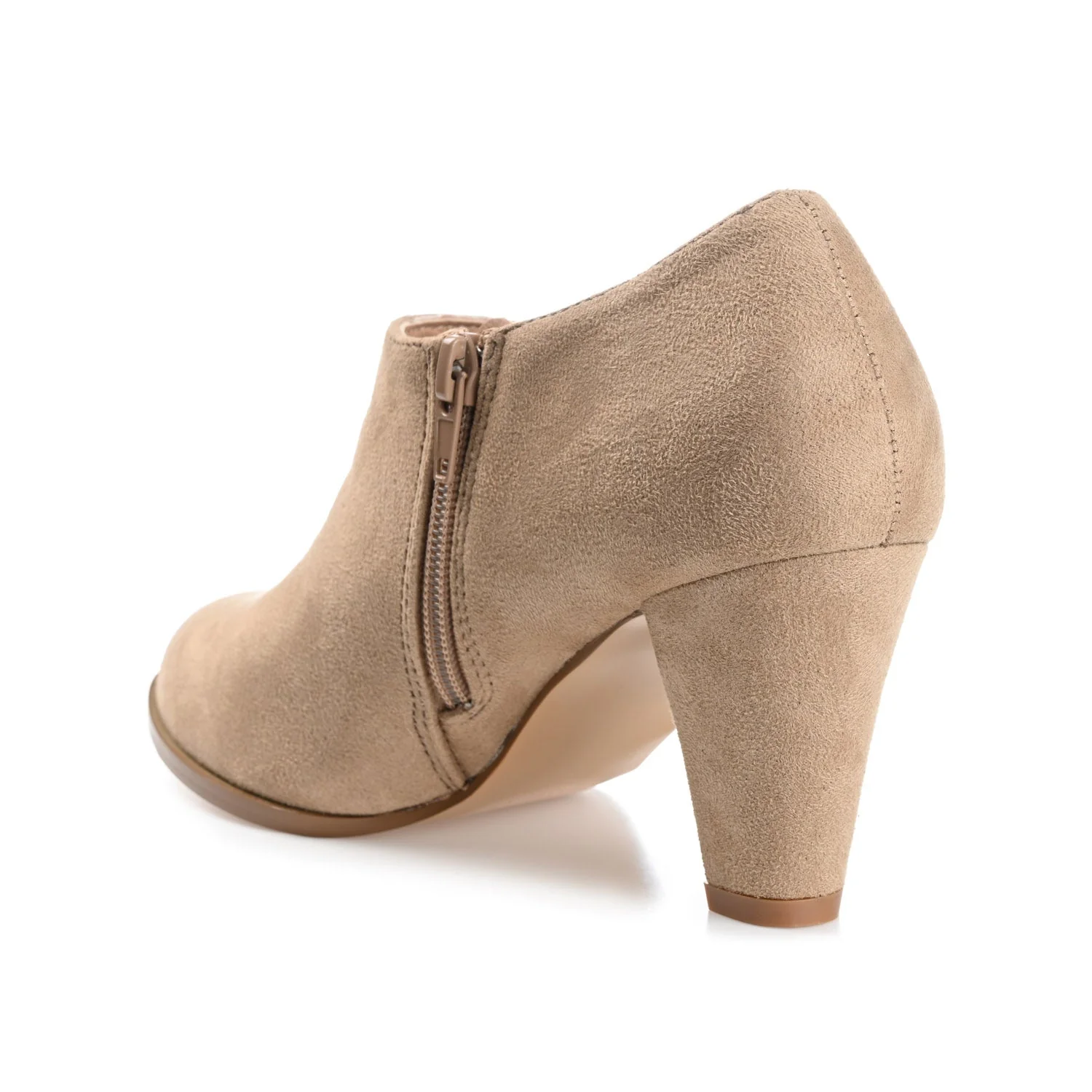 SANZI ZIP-UP BOOTIES IN WIDE - Taupe - Image 4