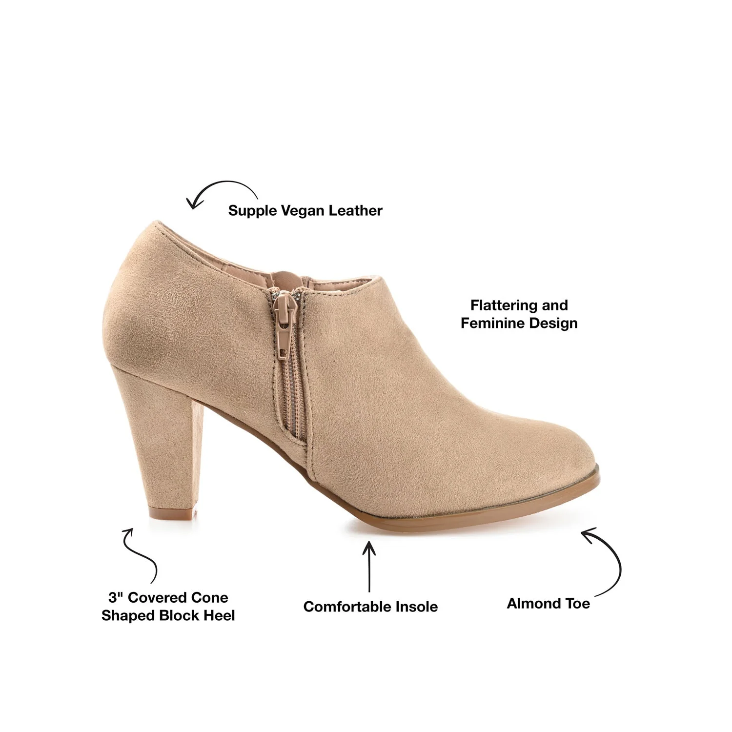SANZI ZIP-UP BOOTIES IN WIDE - Taupe - Image 9