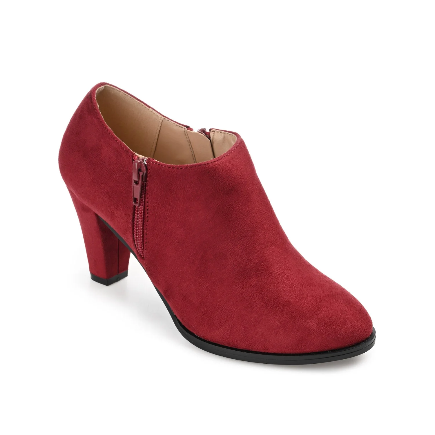 SANZI ZIP-UP BOOTIES IN FAUX SUEDE - Wine - Image 3