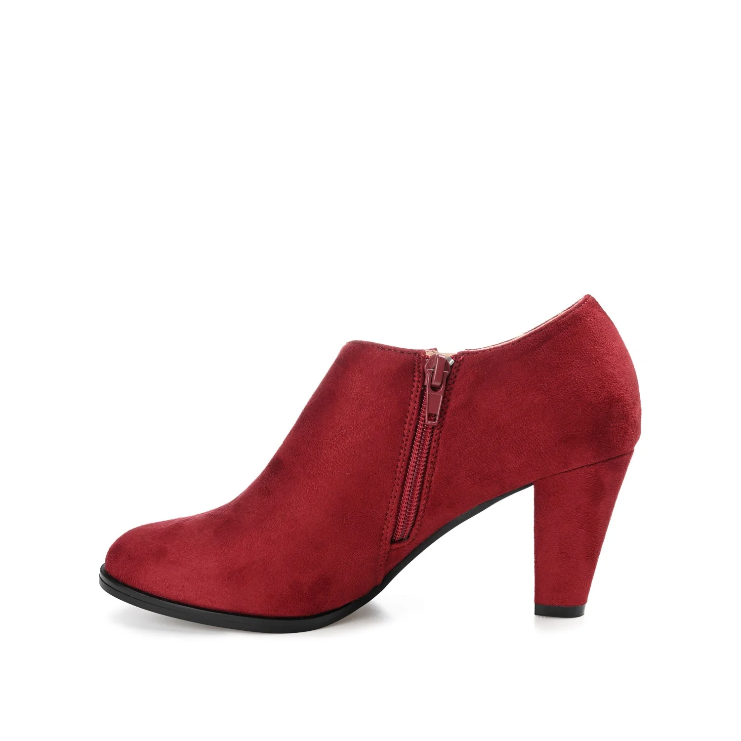 SANZI ZIP-UP BOOTIES IN FAUX SUEDE - Wine - Image 4