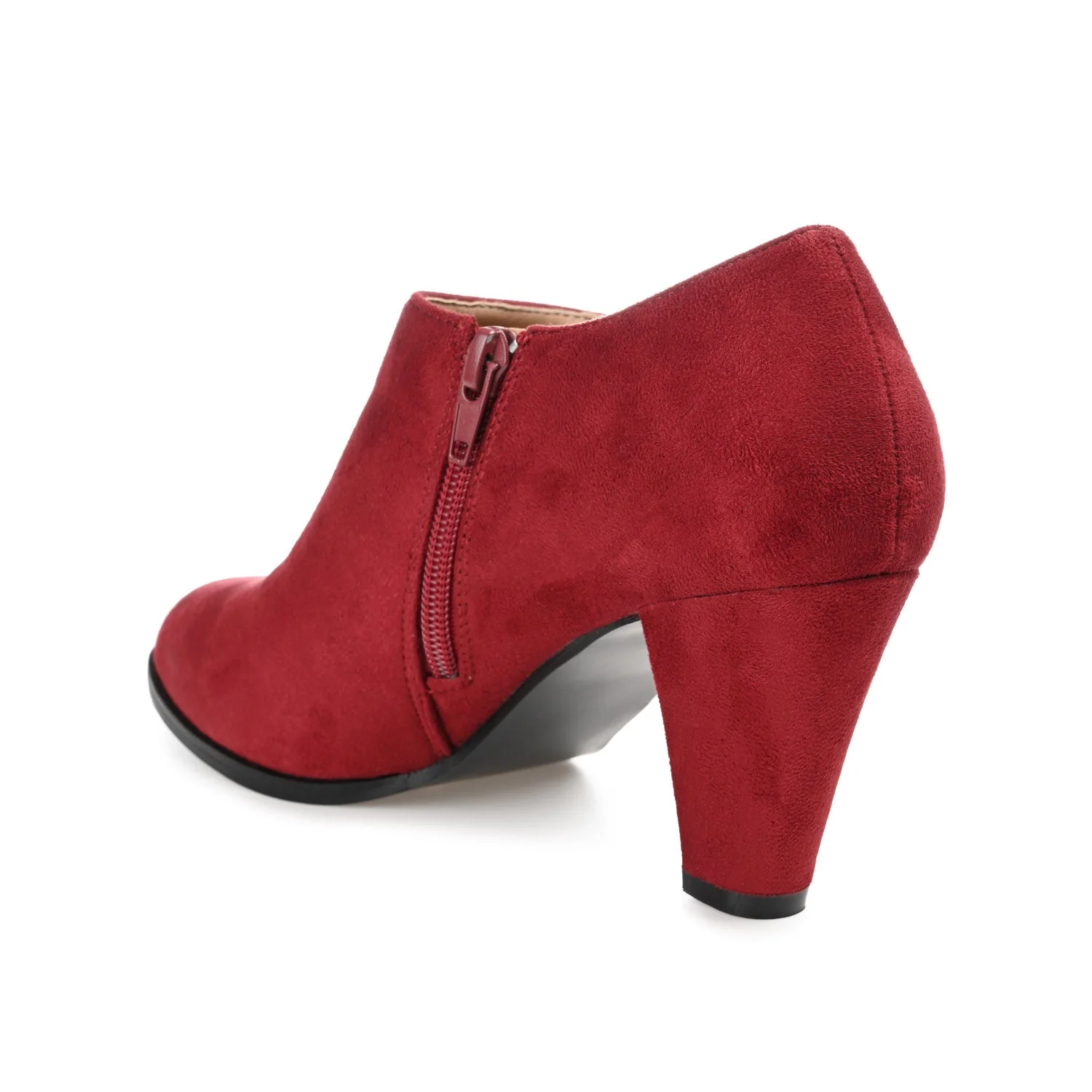 SANZI ZIP-UP BOOTIES IN FAUX SUEDE - Wine - Image 5