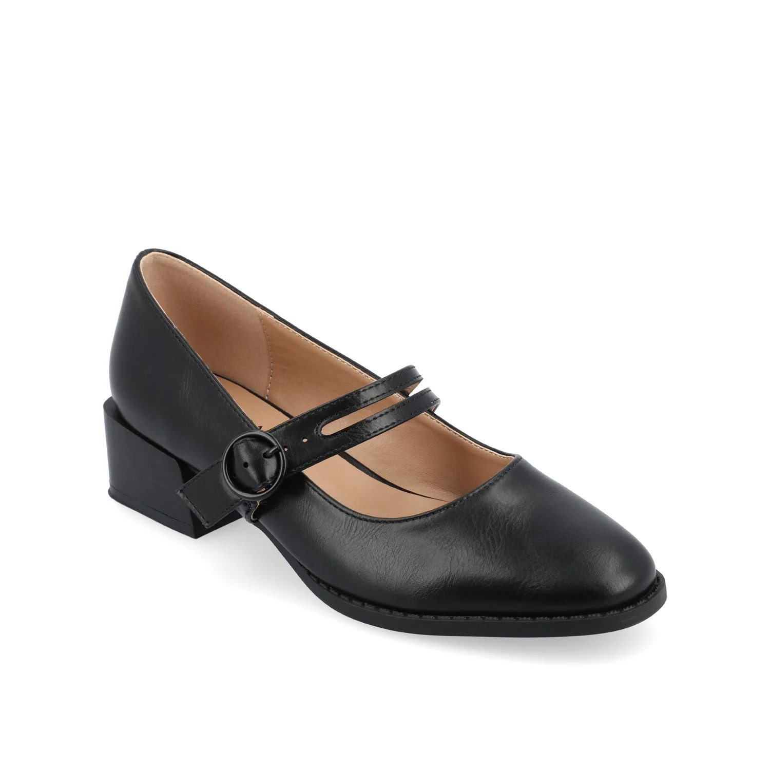 SAVVI MARY JANE PUMP HEELS IN VEGAN LEATHER - Black - Image 2