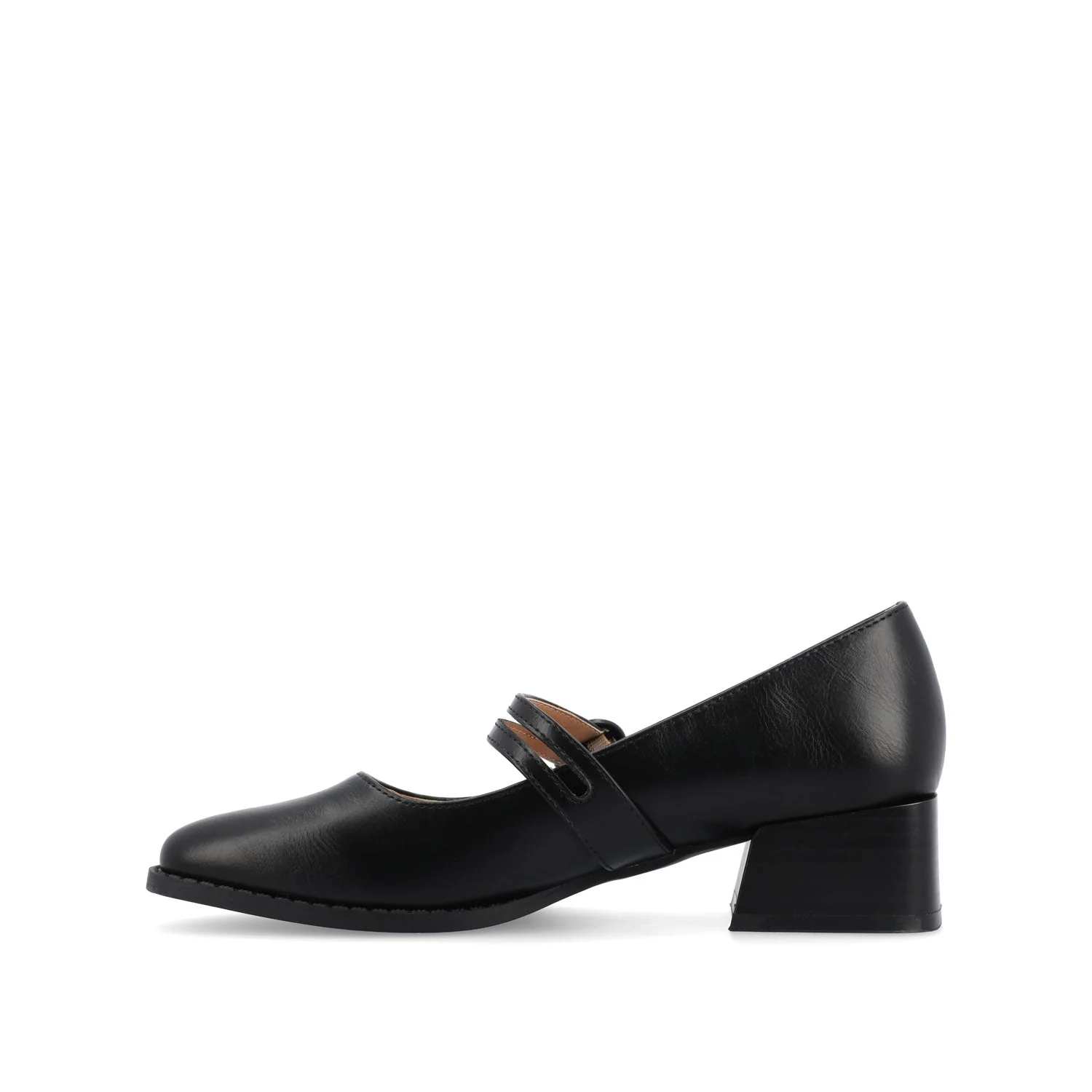 SAVVI MARY JANE PUMP HEELS IN VEGAN LEATHER - Black - Image 3