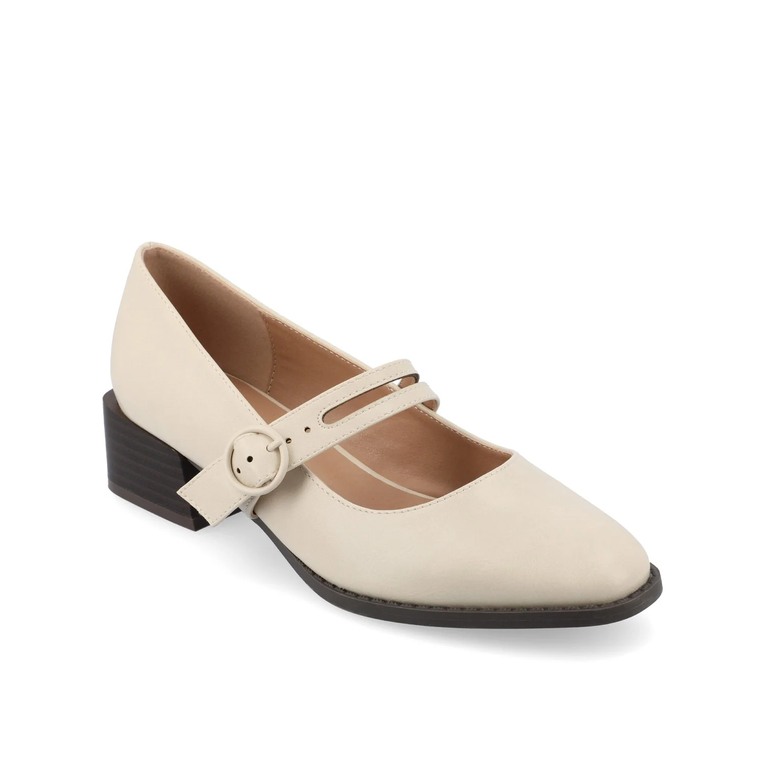 SAVVI MARY JANE PUMP HEELS IN VEGAN LEATHER - Ivory - Image 2