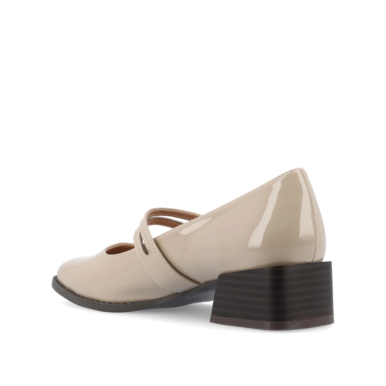 SAVVI MARY JANE PUMP HEELS IN VEGAN LEATHER - Patent/Taupe - Image 4