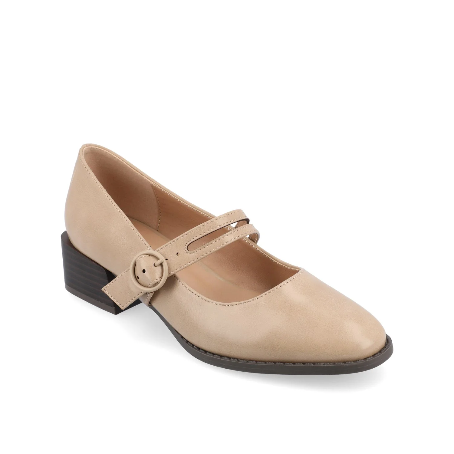 SAVVI MARY JANE PUMP HEELS IN VEGAN LEATHER - Sand - Image 2
