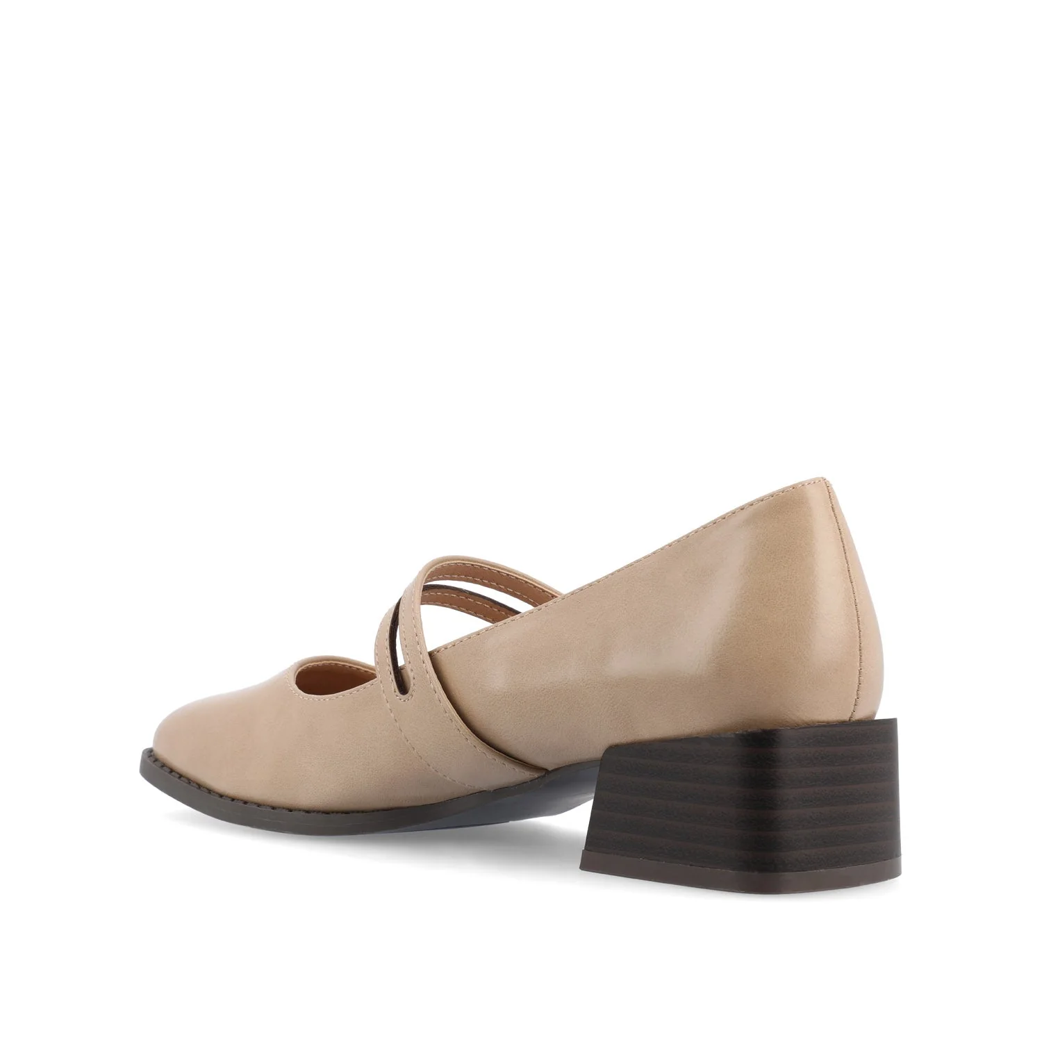 SAVVI MARY JANE PUMP HEELS IN VEGAN LEATHER - Sand - Image 4