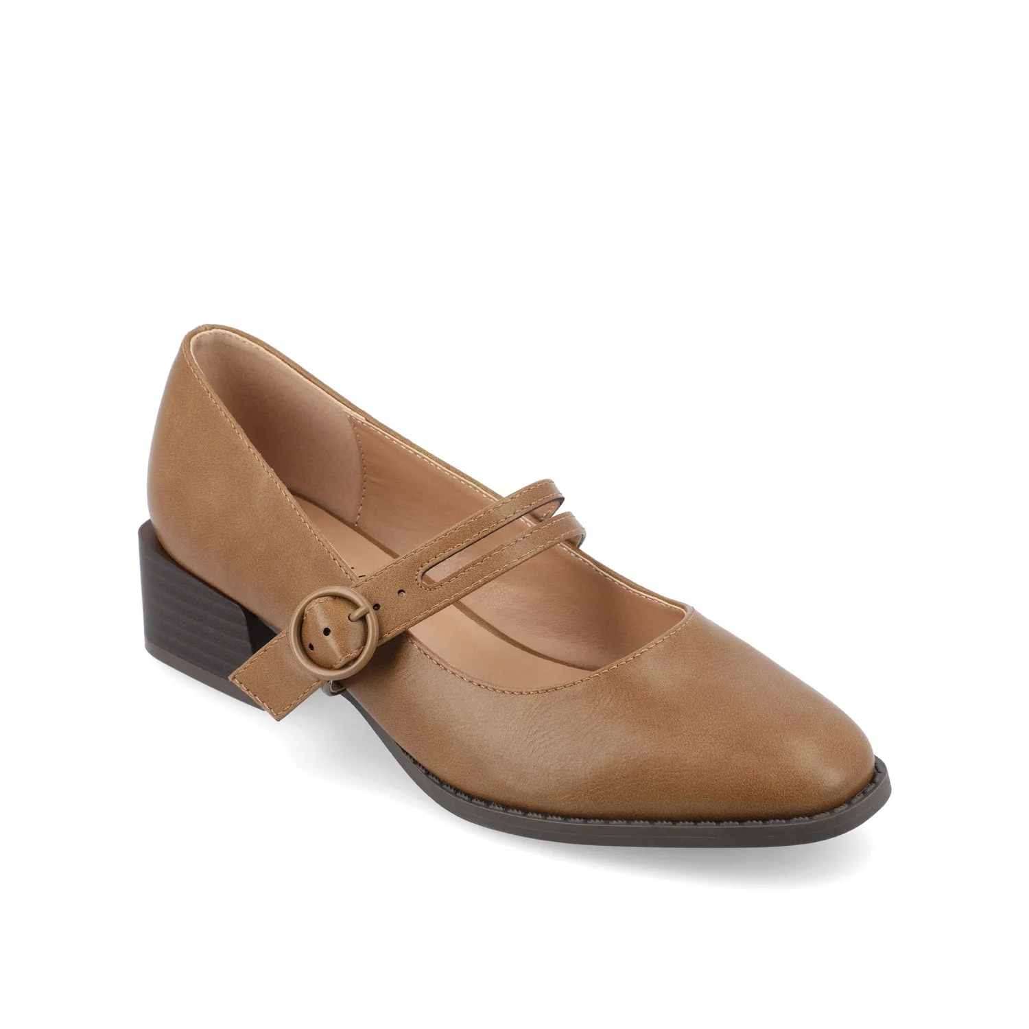 SAVVI MARY JANE PUMP HEELS IN VEGAN LEATHER - Tan - Image 2