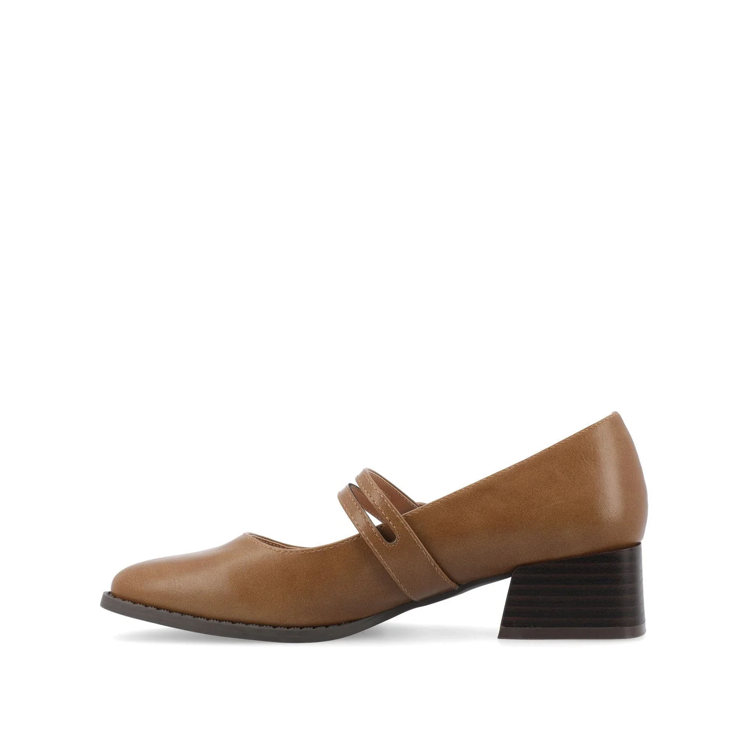 SAVVI MARY JANE PUMP HEELS IN VEGAN LEATHER - Tan - Image 3
