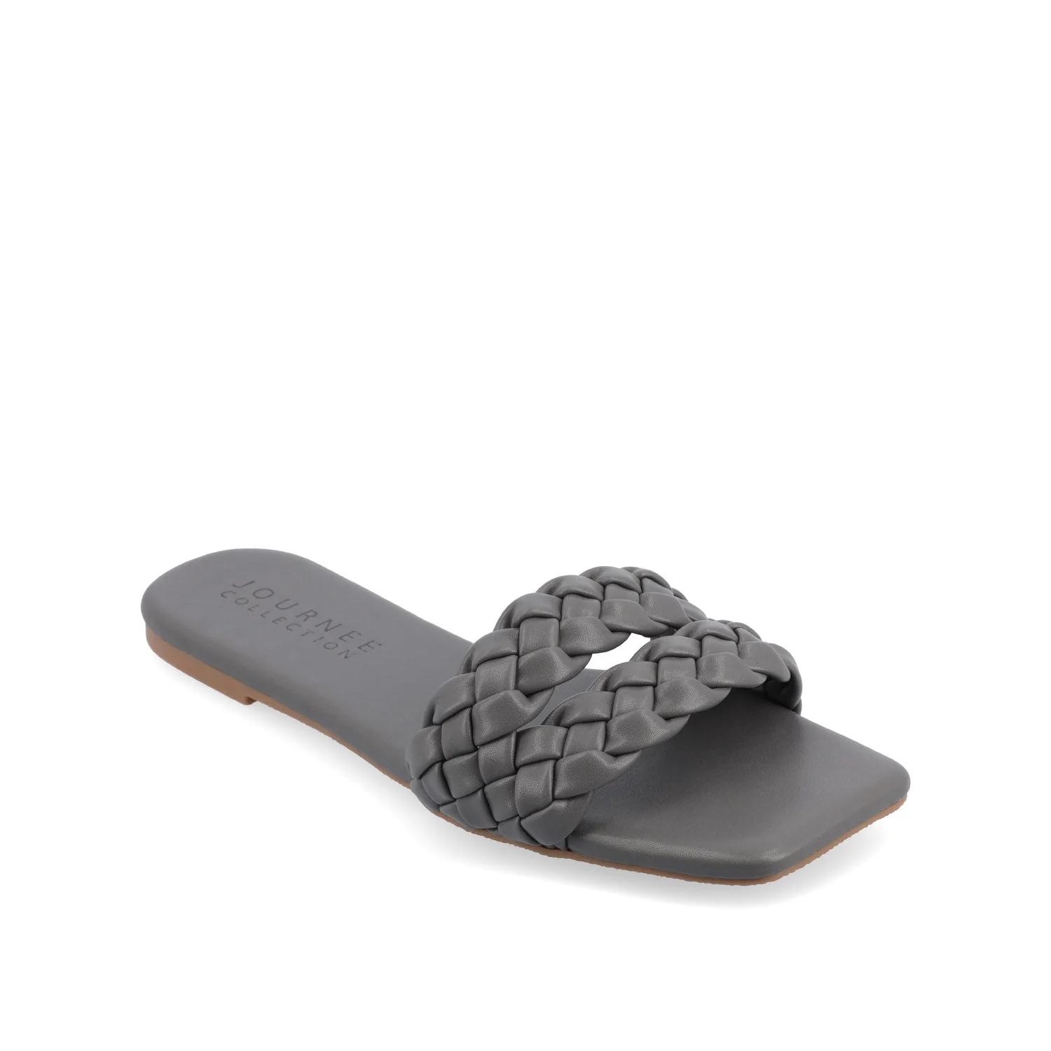 SAWYERR VEGAN LEATHER SLIDE SANDALS IN WIDE - Grey - Image 2