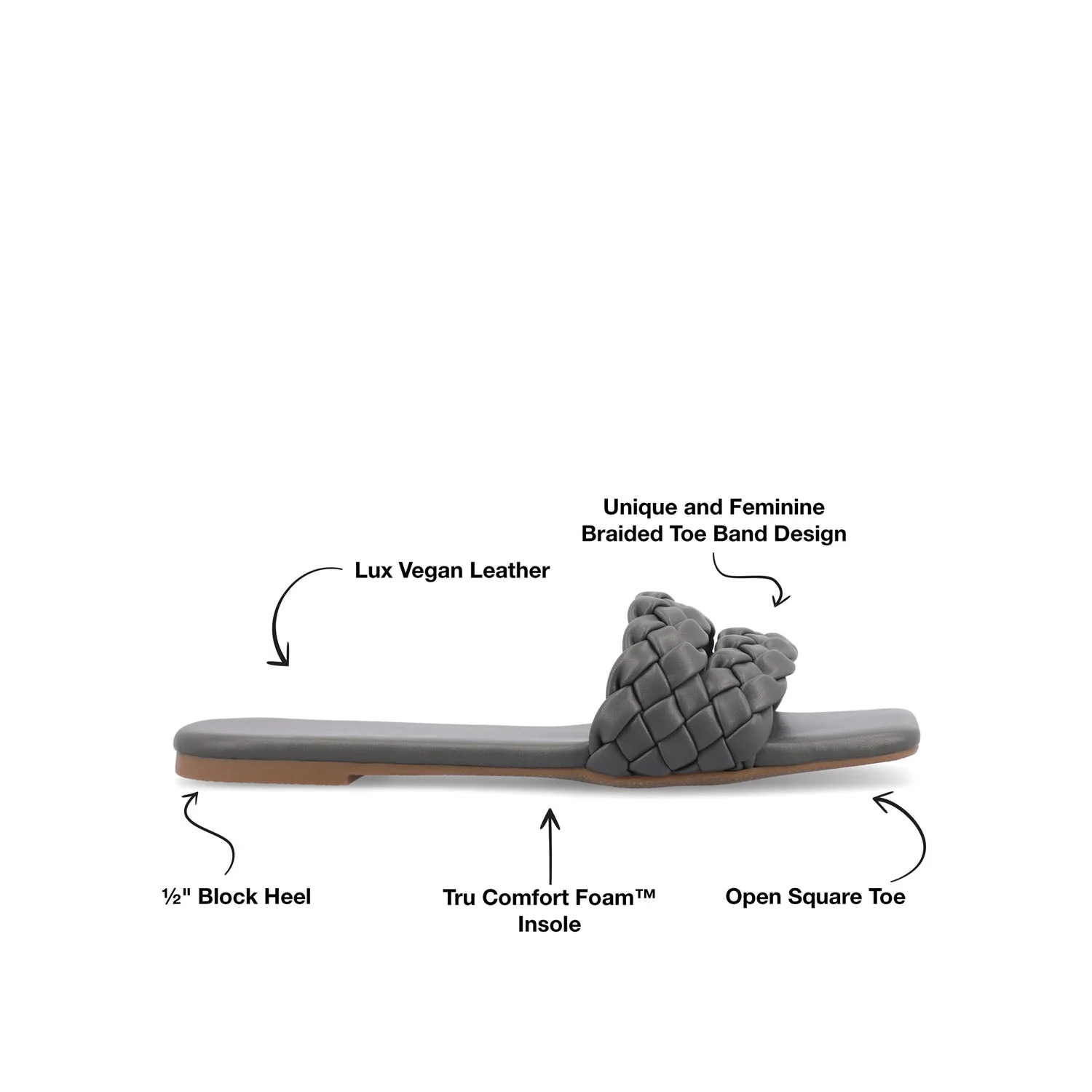 SAWYERR VEGAN LEATHER SLIDE SANDALS IN WIDE - Grey - Image 9