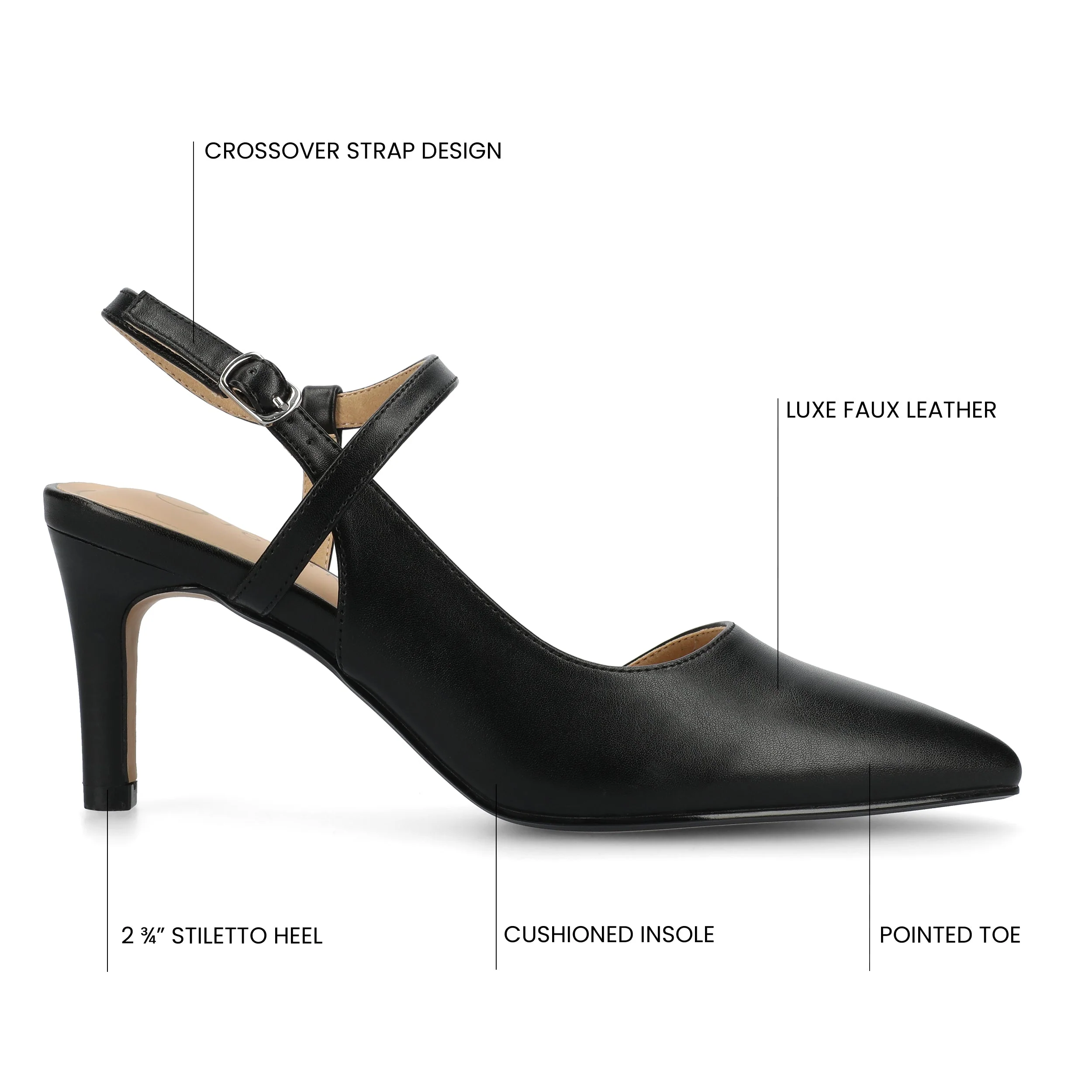 SCIPIO STILETTO PUMP HEELS IN WIDE - Black PU - Image 6