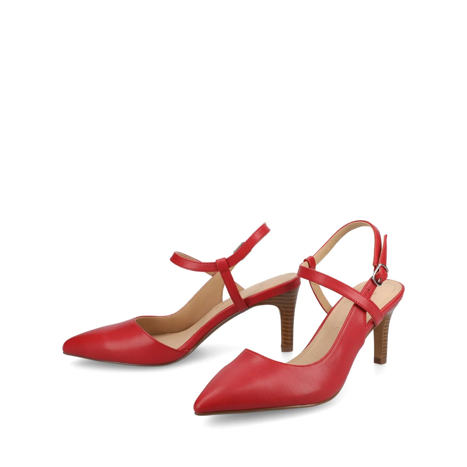 SCIPIO STILETTO PUMP HEELS IN WIDE - Red PU - Image 2