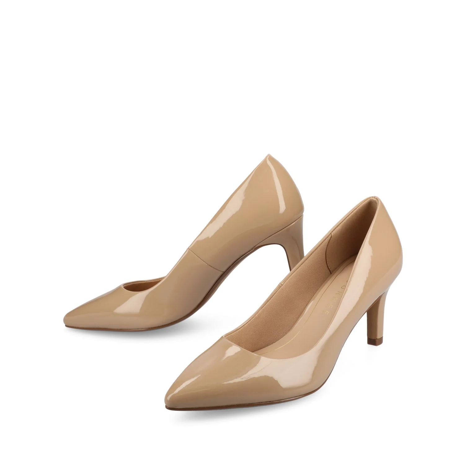 SCYLEE STILETTO PUMP HEELS IN PATENT - Nude Patent - Image 2