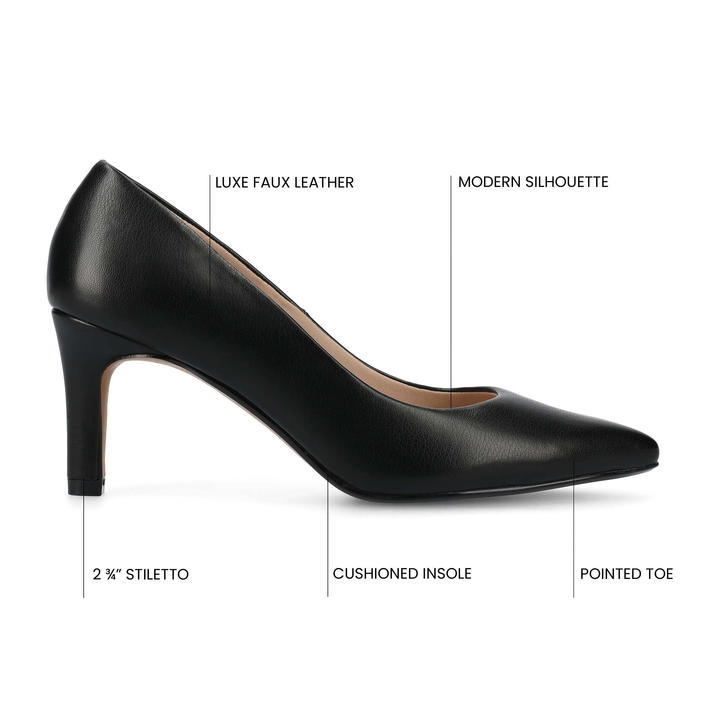 SCYLEE LEATHER STILETTO HEELS IN WIDE - Black PU - Image 6