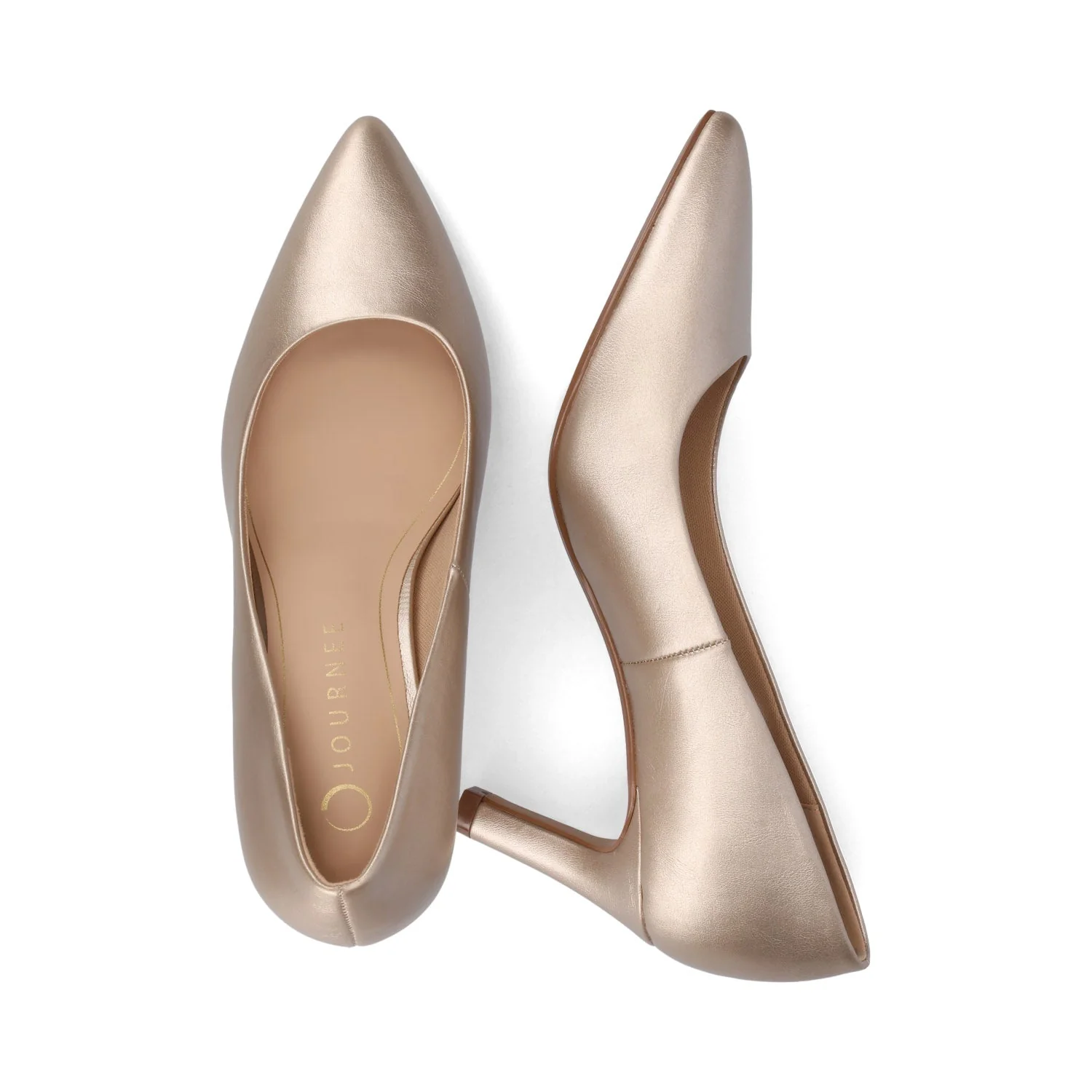 SCYLEE LEATHER STILETTO HEELS IN WIDE - Champagne PU - Image 3