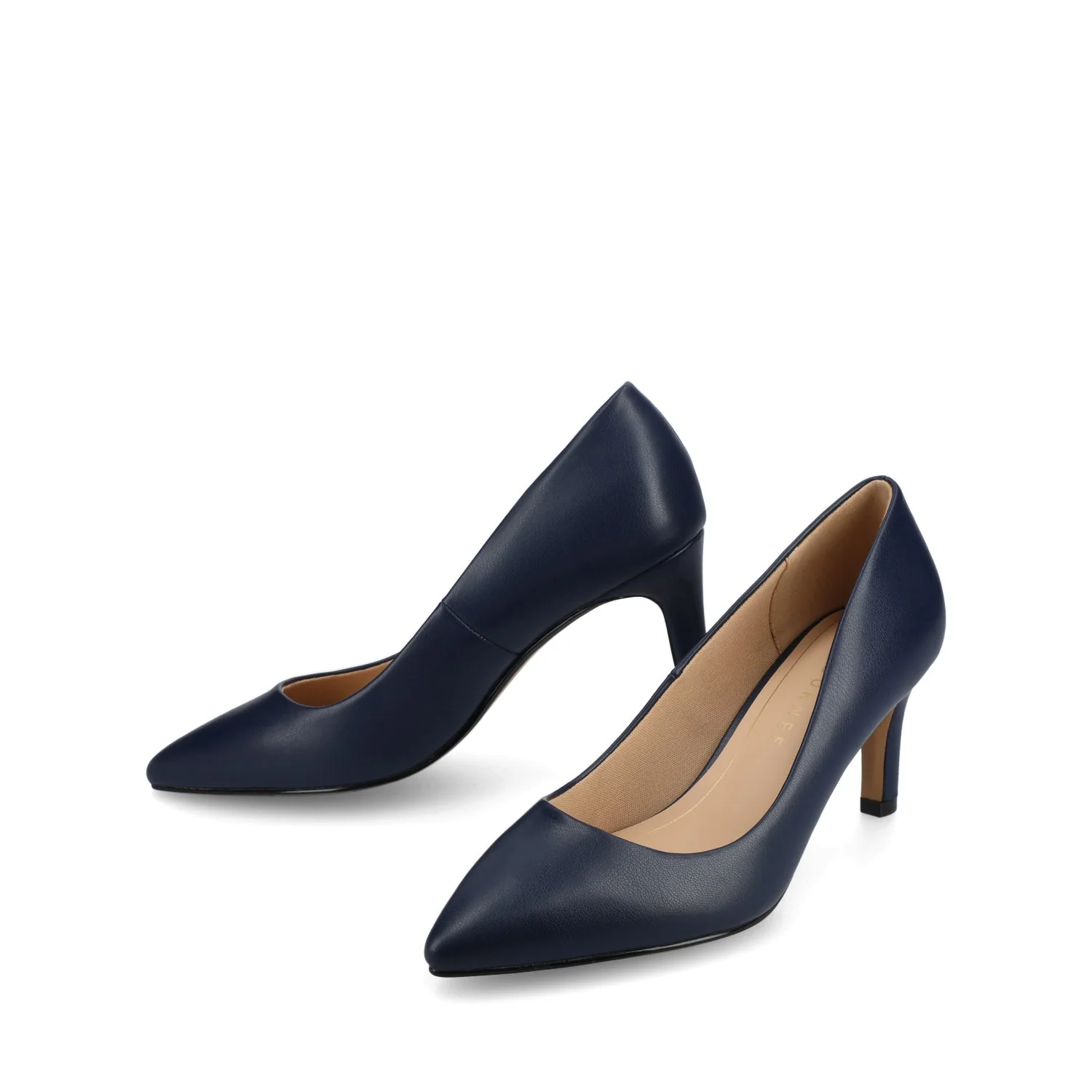 SCYLEE LEATHER STILETTO HEELS IN WIDE - Navy PU - Image 2