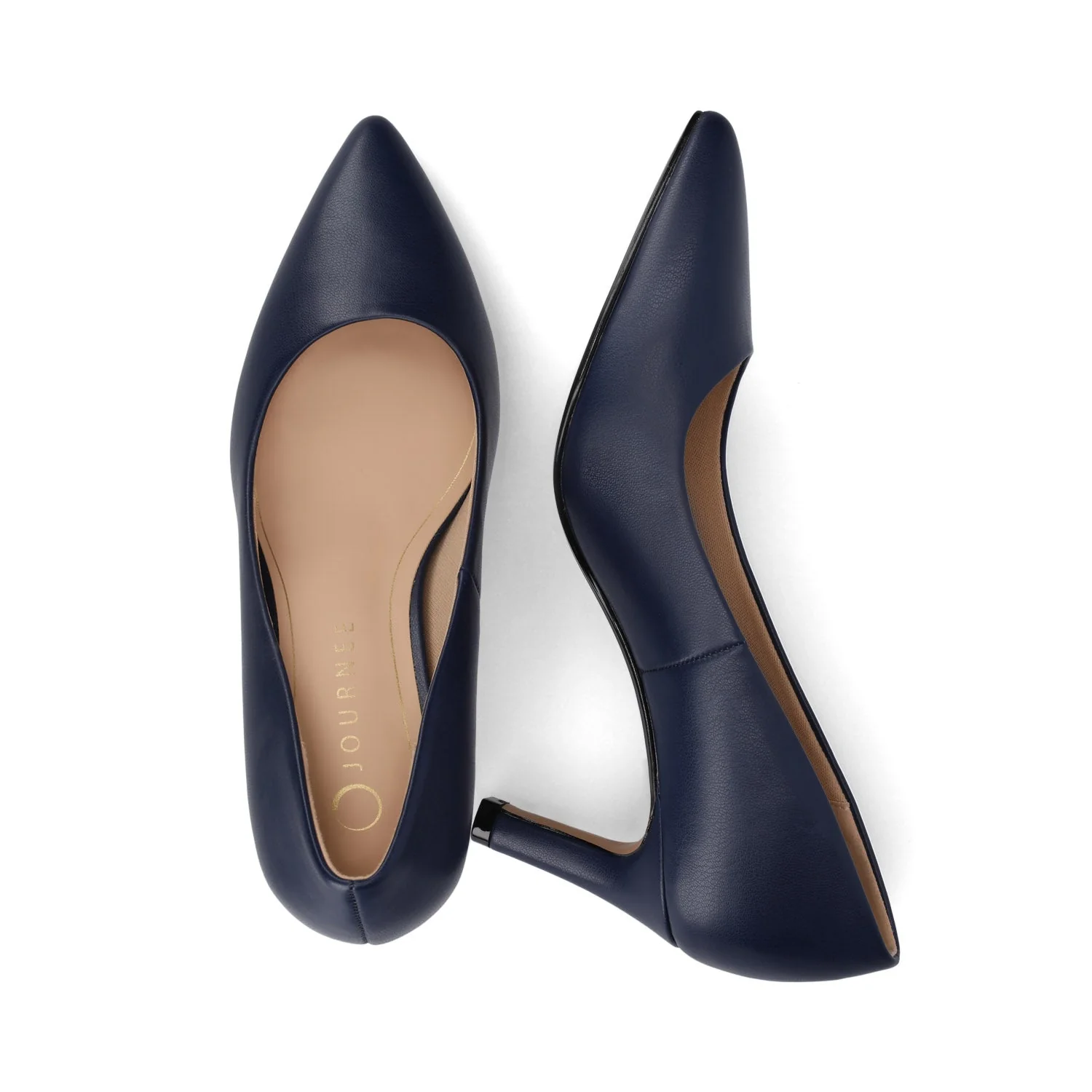 SCYLEE LEATHER STILETTO HEELS IN WIDE - Navy PU - Image 3