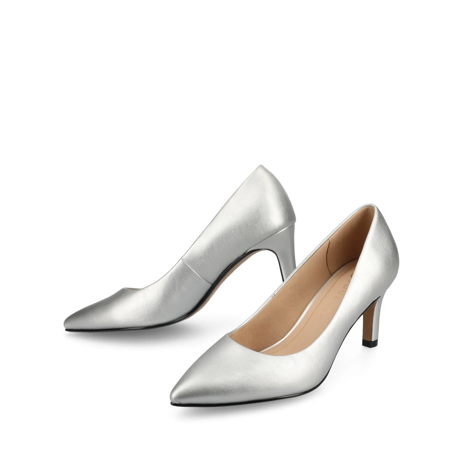 SCYLEE STILETTO PUMP HEELS IN VEGAN LEATHER - Silver PU - Image 2
