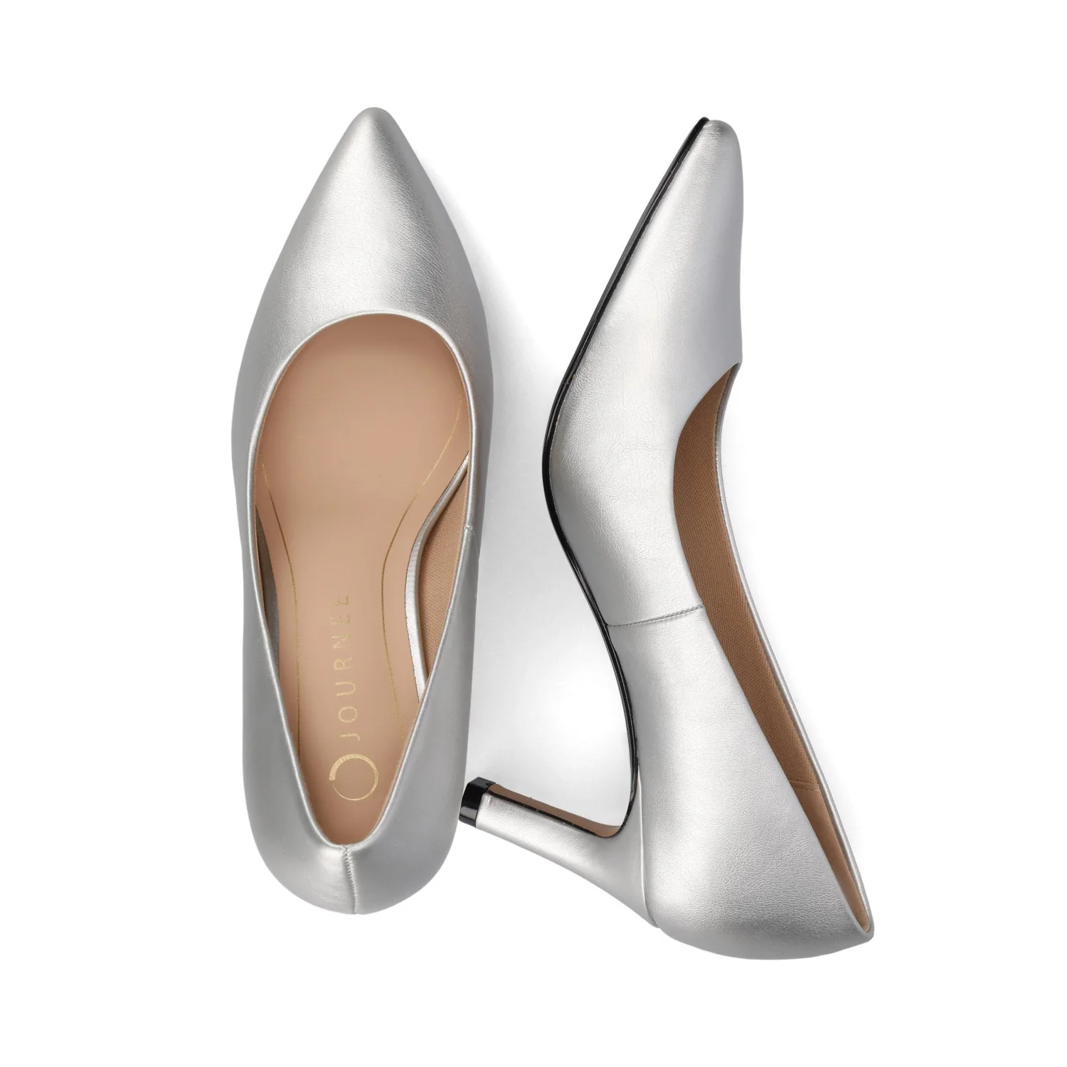 SCYLEE STILETTO PUMP HEELS IN VEGAN LEATHER - Silver PU - Image 3