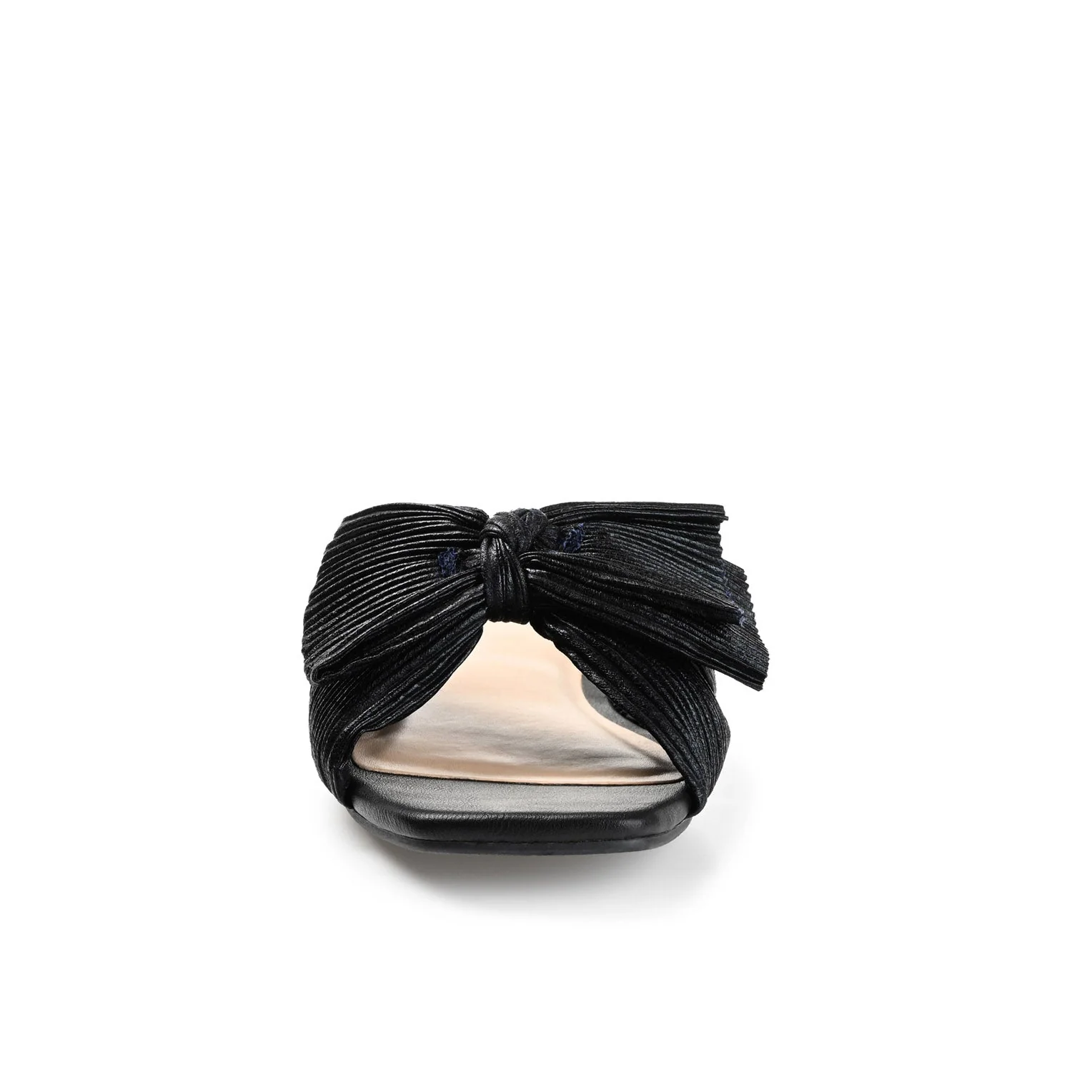 SERLINA PLEATED SLIDE SANDALS IN FOIL - Black - Image 5