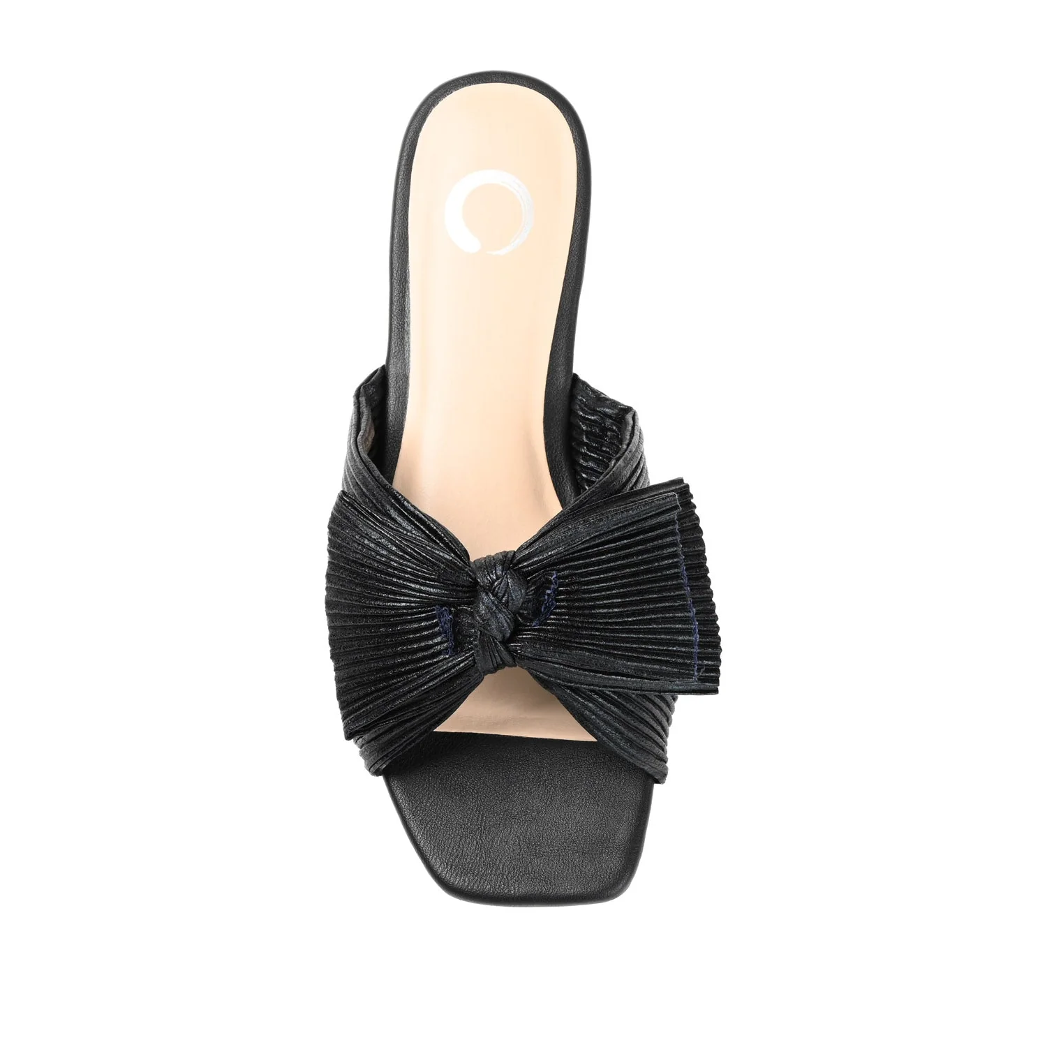 SERLINA PLEATED SLIDE SANDALS IN FOIL - Black - Image 6