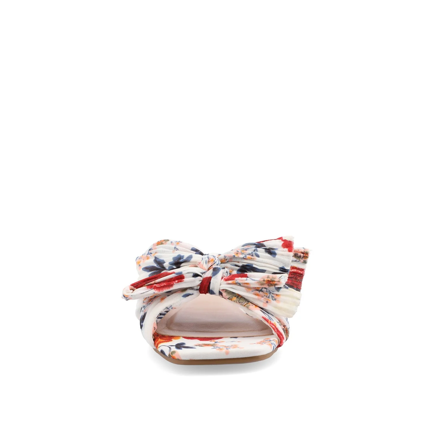 SERLINA PLEATED SLIDE SANDALS IN FOIL - Dark Floral Fabric - Image 5