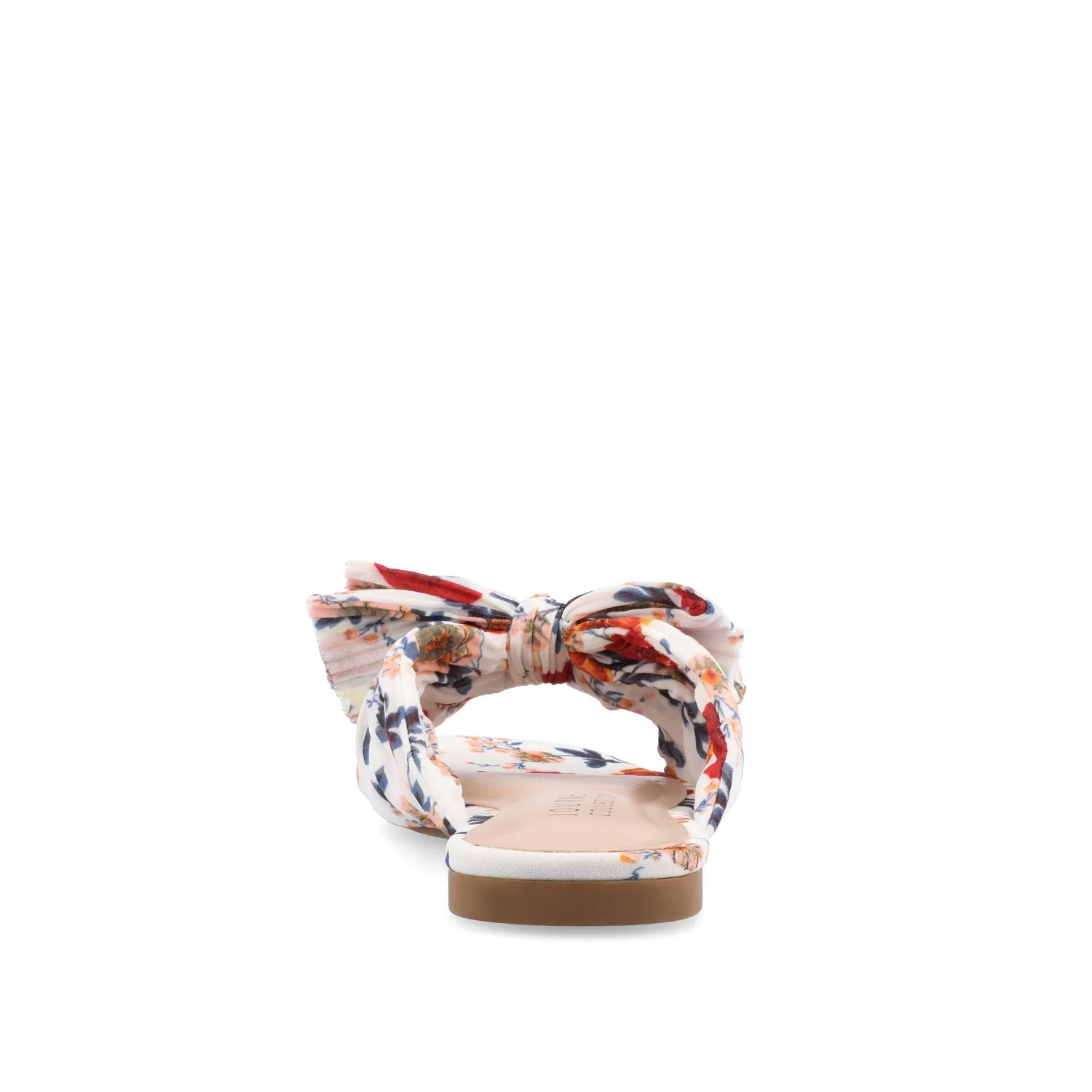 SERLINA PLEATED SLIDE SANDALS IN FOIL - Dark Floral Fabric - Image 7