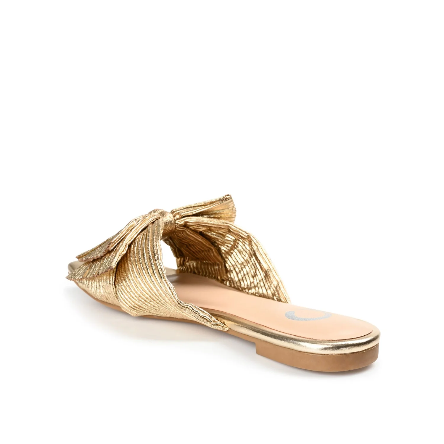 SERLINA PLEATED SLIDE SANDALS IN FOIL - Gold PU 2 - Image 4