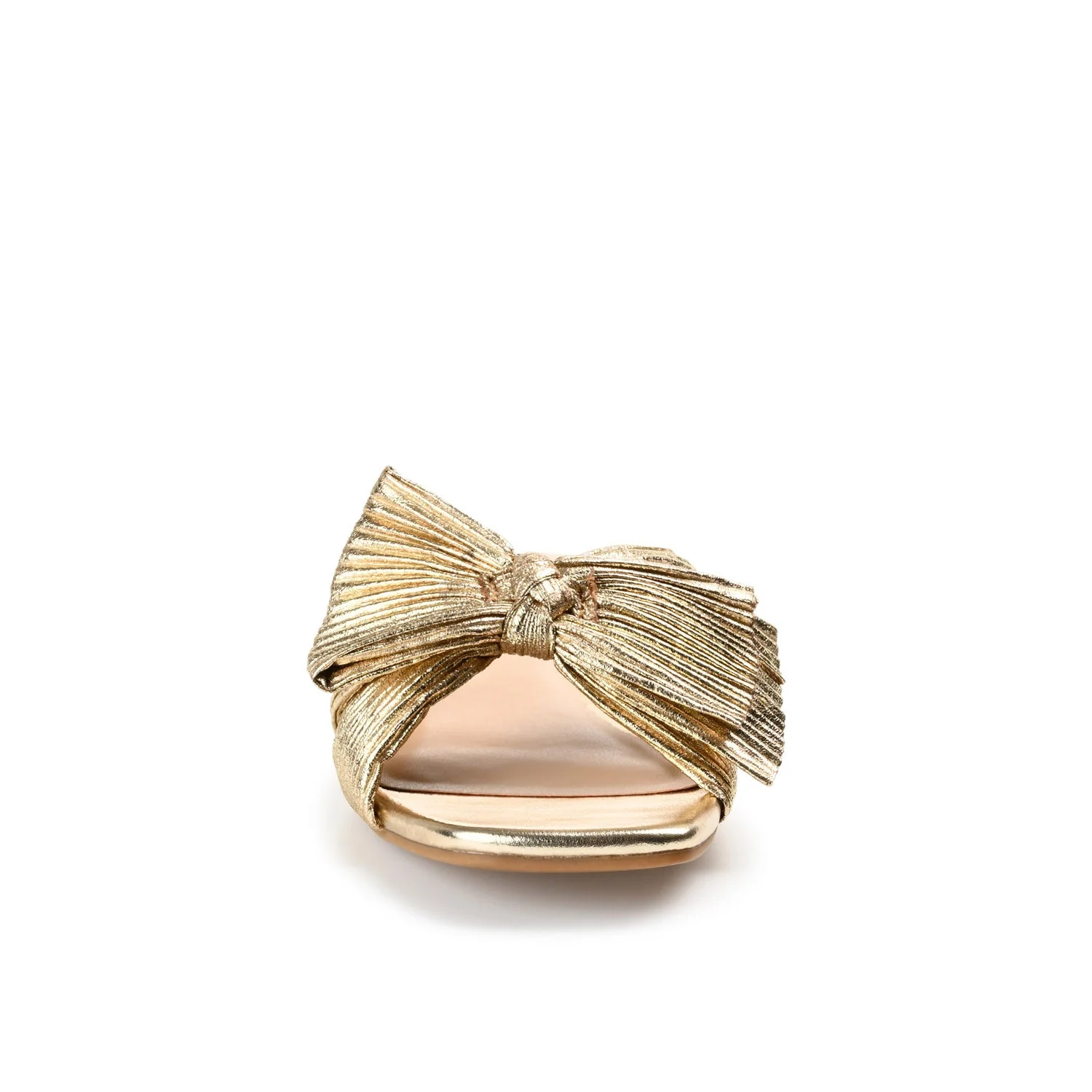 SERLINA PLEATED SLIDE SANDALS IN FOIL - Gold PU 2 - Image 5