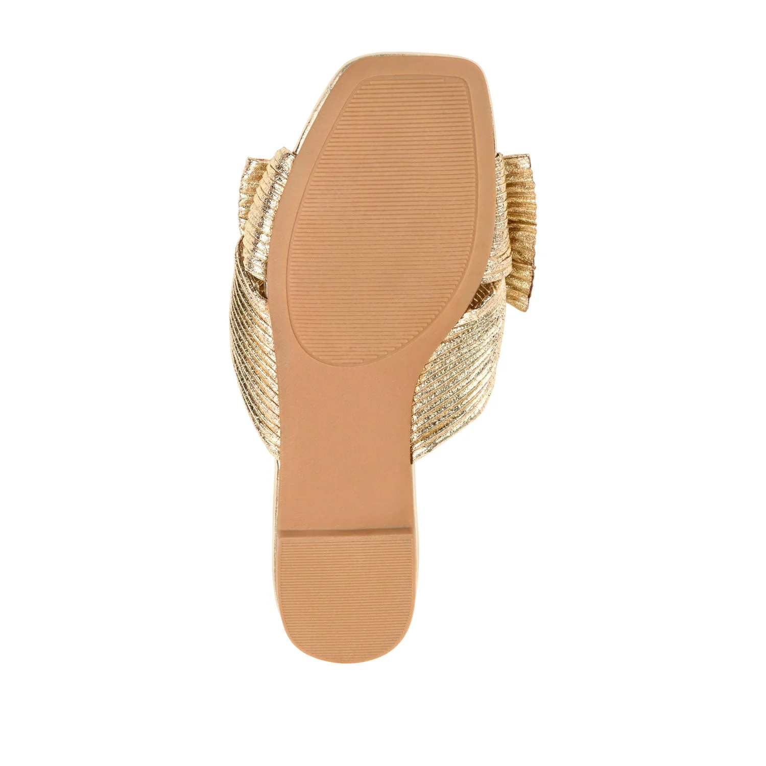 SERLINA PLEATED SLIDE SANDALS IN FOIL - Gold PU 2 - Image 8