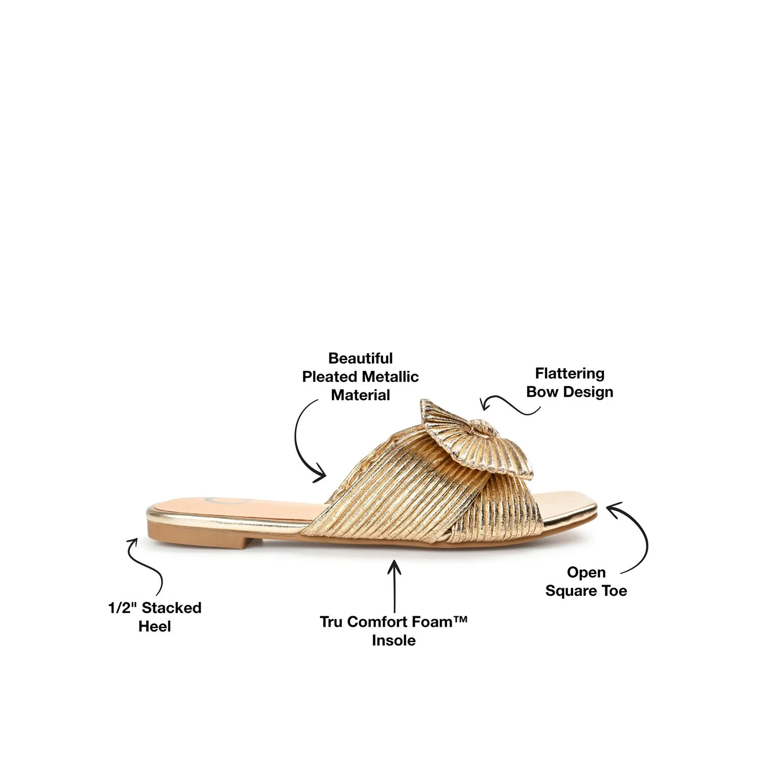 SERLINA PLEATED SLIDE SANDALS IN FOIL - Gold PU 2 - Image 9