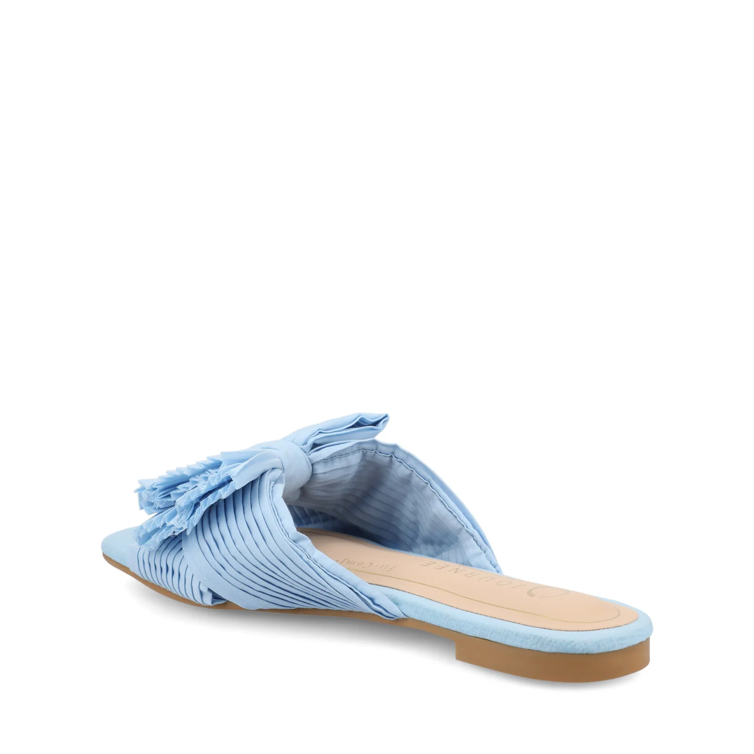 SERLINA PLEATED SLIDE SANDALS IN FOIL - Light Blue - Image 3