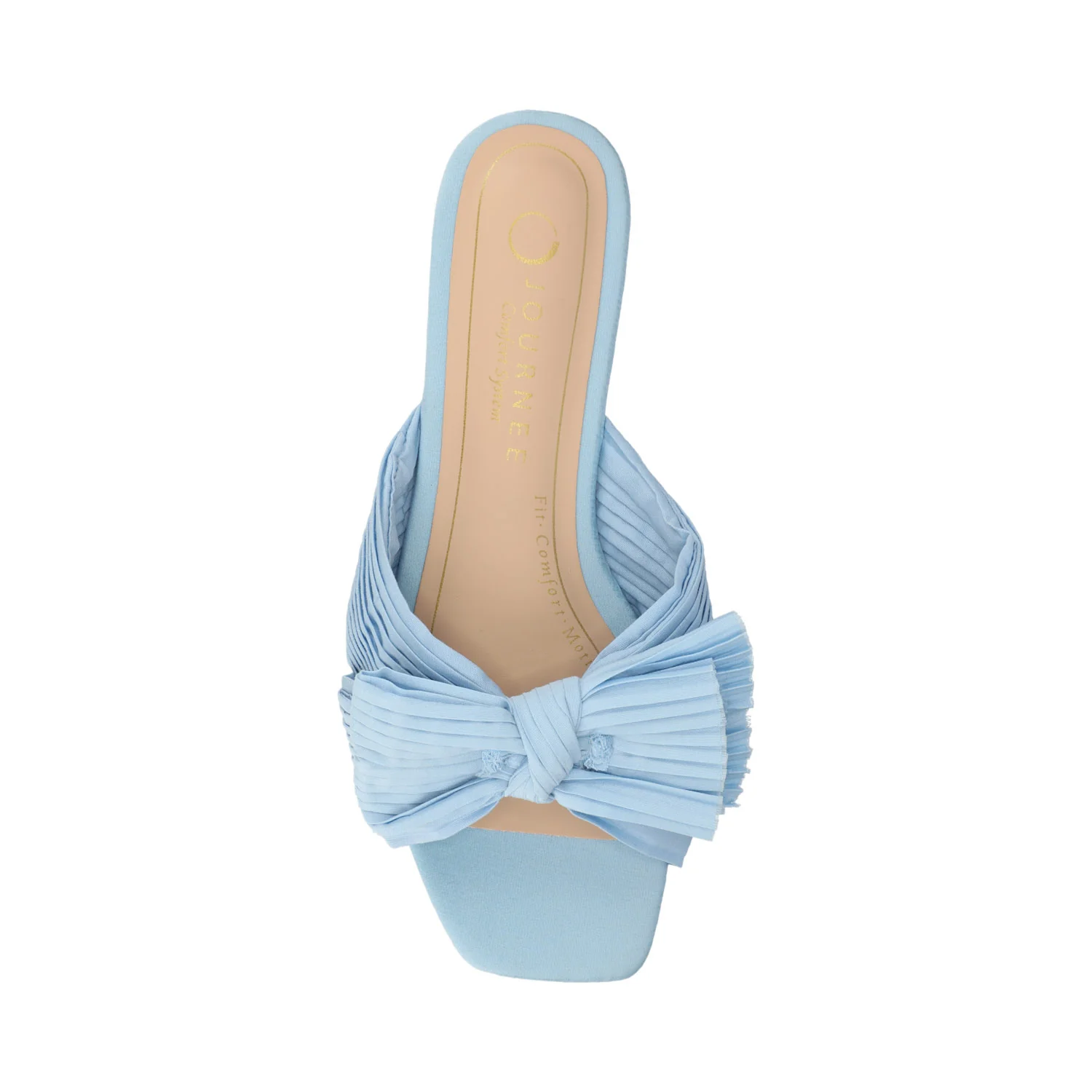 SERLINA PLEATED SLIDE SANDALS IN FOIL - Light Blue - Image 4