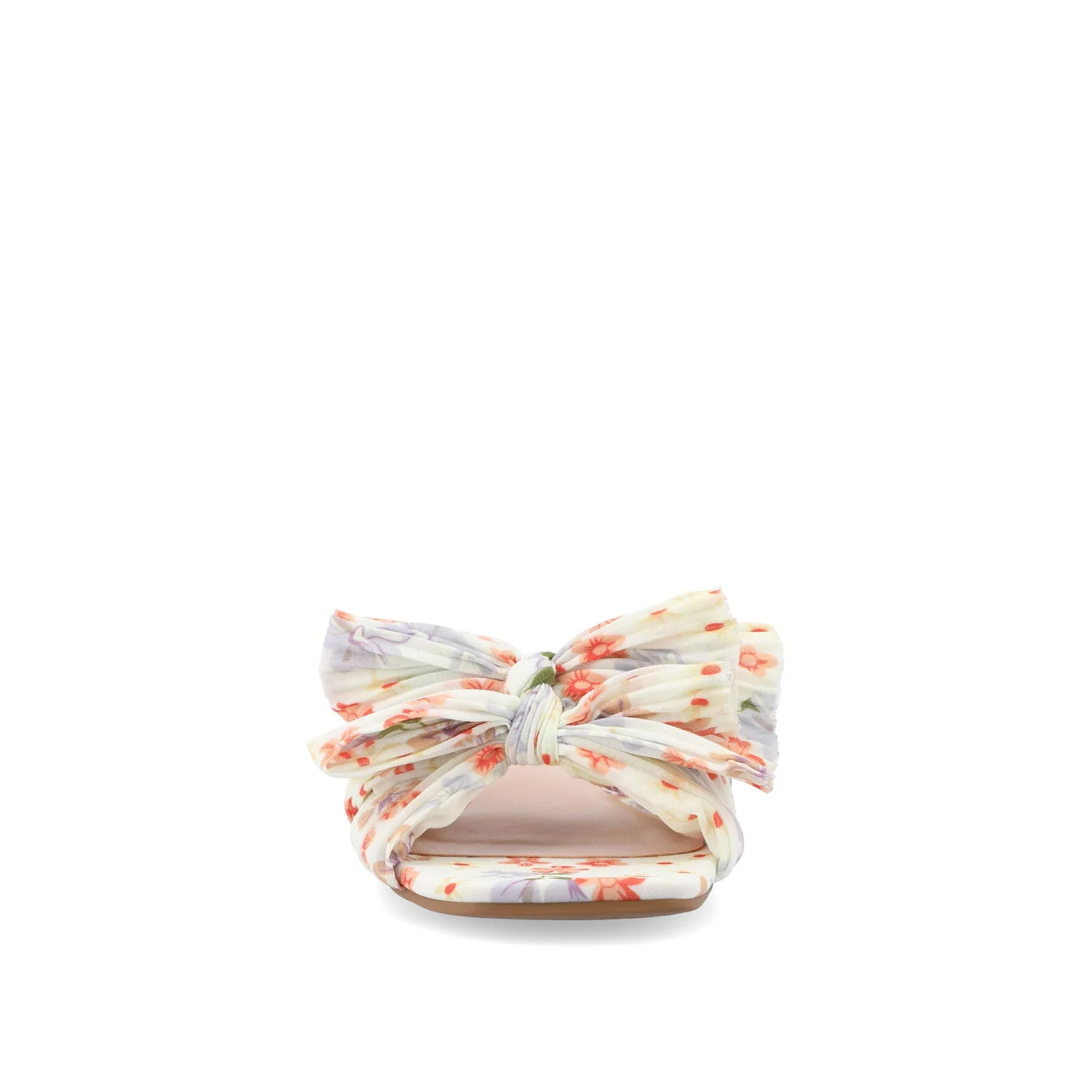 SERLINA PLEATED SLIDE SANDALS IN FOIL - Light Floral Fabric - Image 5