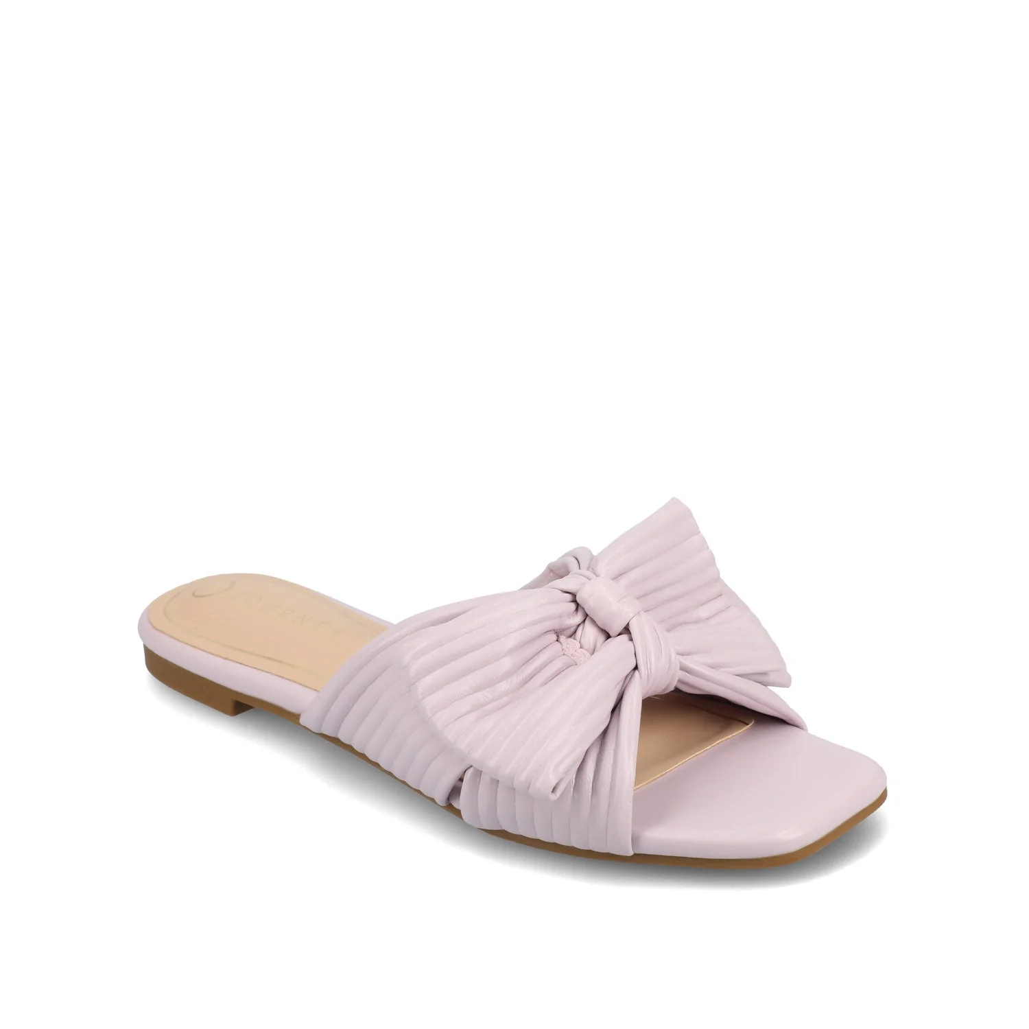 SERLINA PLEATED SLIDE SANDALS IN FOIL - Lilac - Image 2