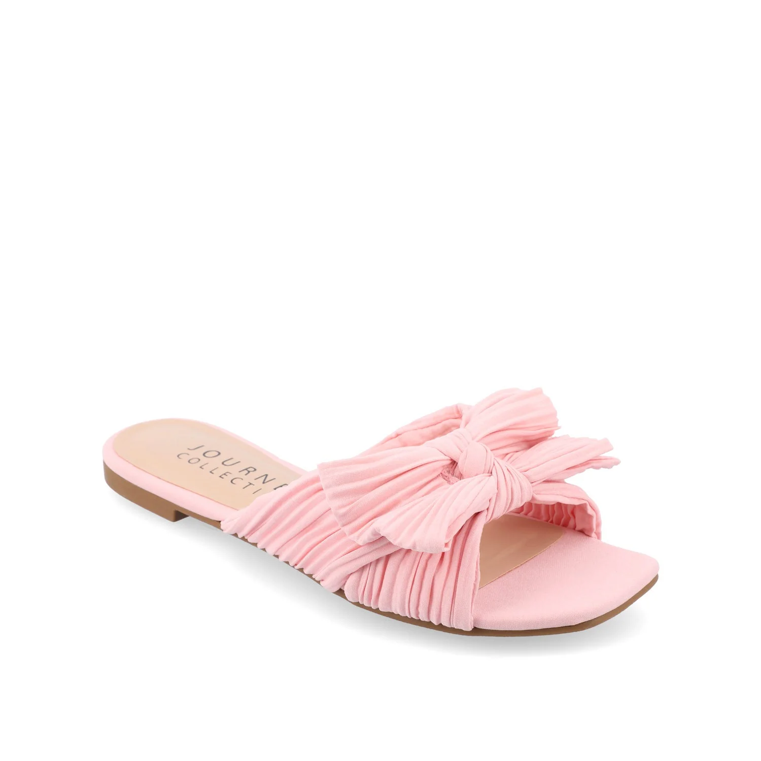SERLINA PLEATED SLIDE SANDALS IN FOIL - Pink - Image 2