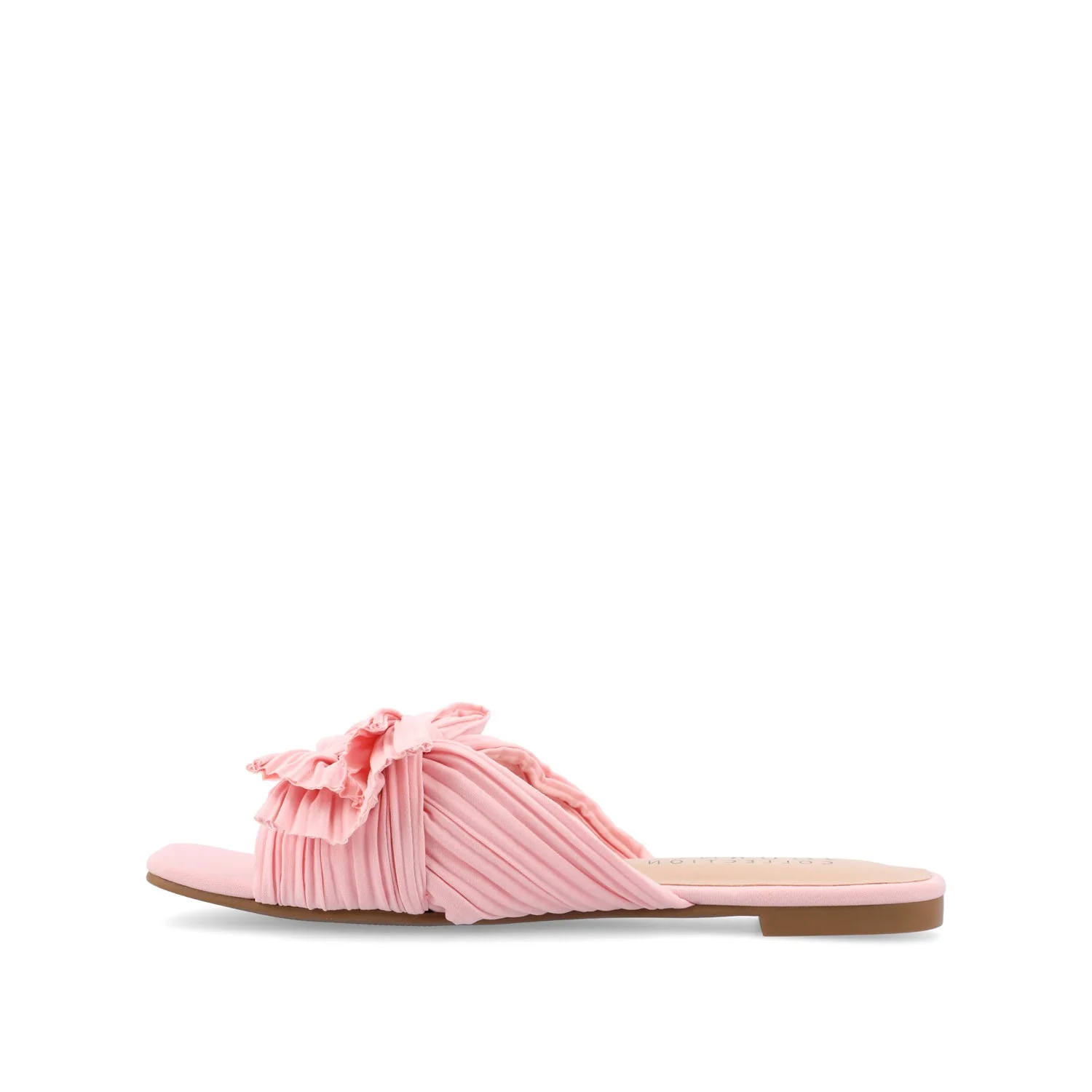 SERLINA PLEATED SLIDE SANDALS IN FOIL - Pink - Image 3