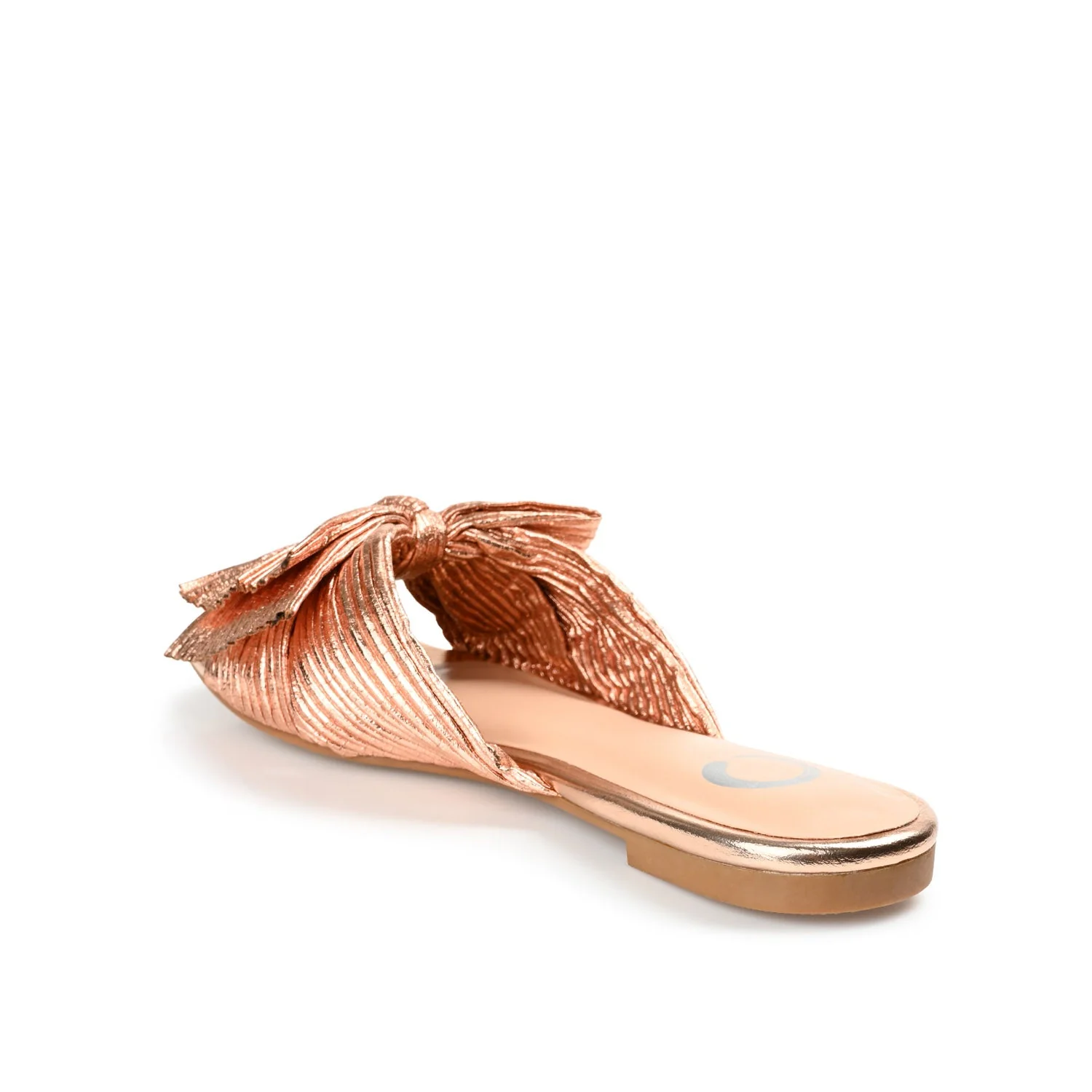 SERLINA PLEATED SLIDE SANDALS IN FOIL - Rose Gold PU - Image 4