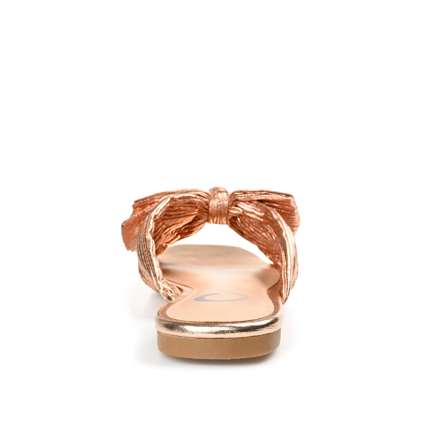 SERLINA PLEATED SLIDE SANDALS IN FOIL - Rose Gold PU - Image 7