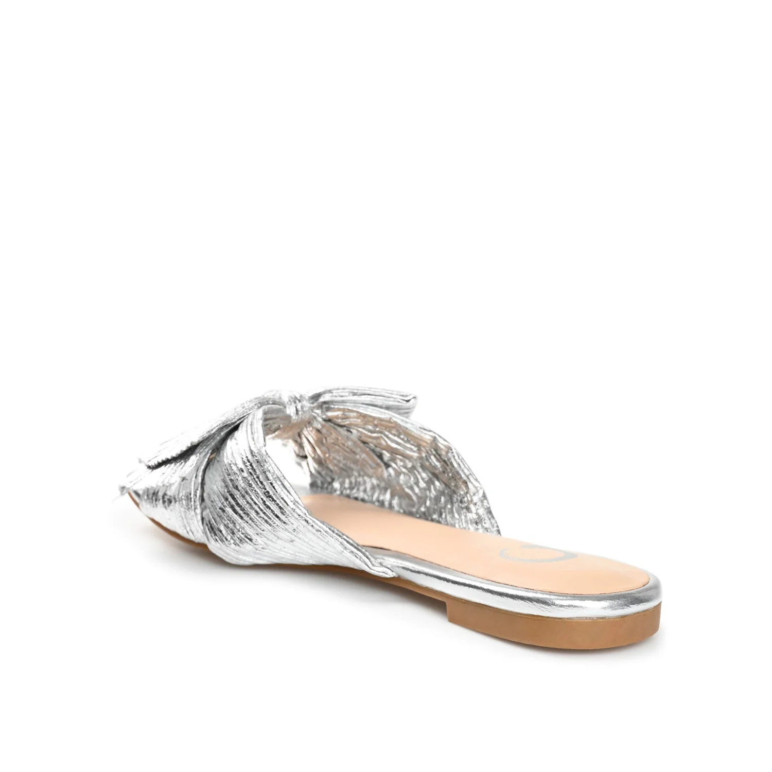 SERLINA PLEATED SLIDE SANDALS IN FOIL - Silver PU 2 - Image 4