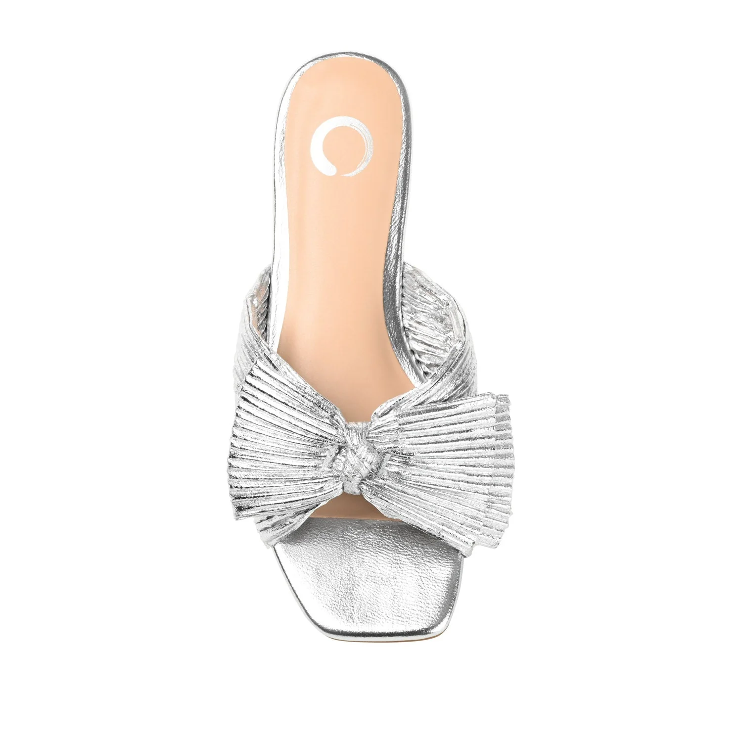 SERLINA PLEATED SLIDE SANDALS IN FOIL - Silver PU 2 - Image 6
